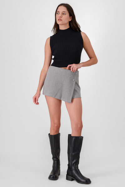 Buttoned Crossover Skort GRAY