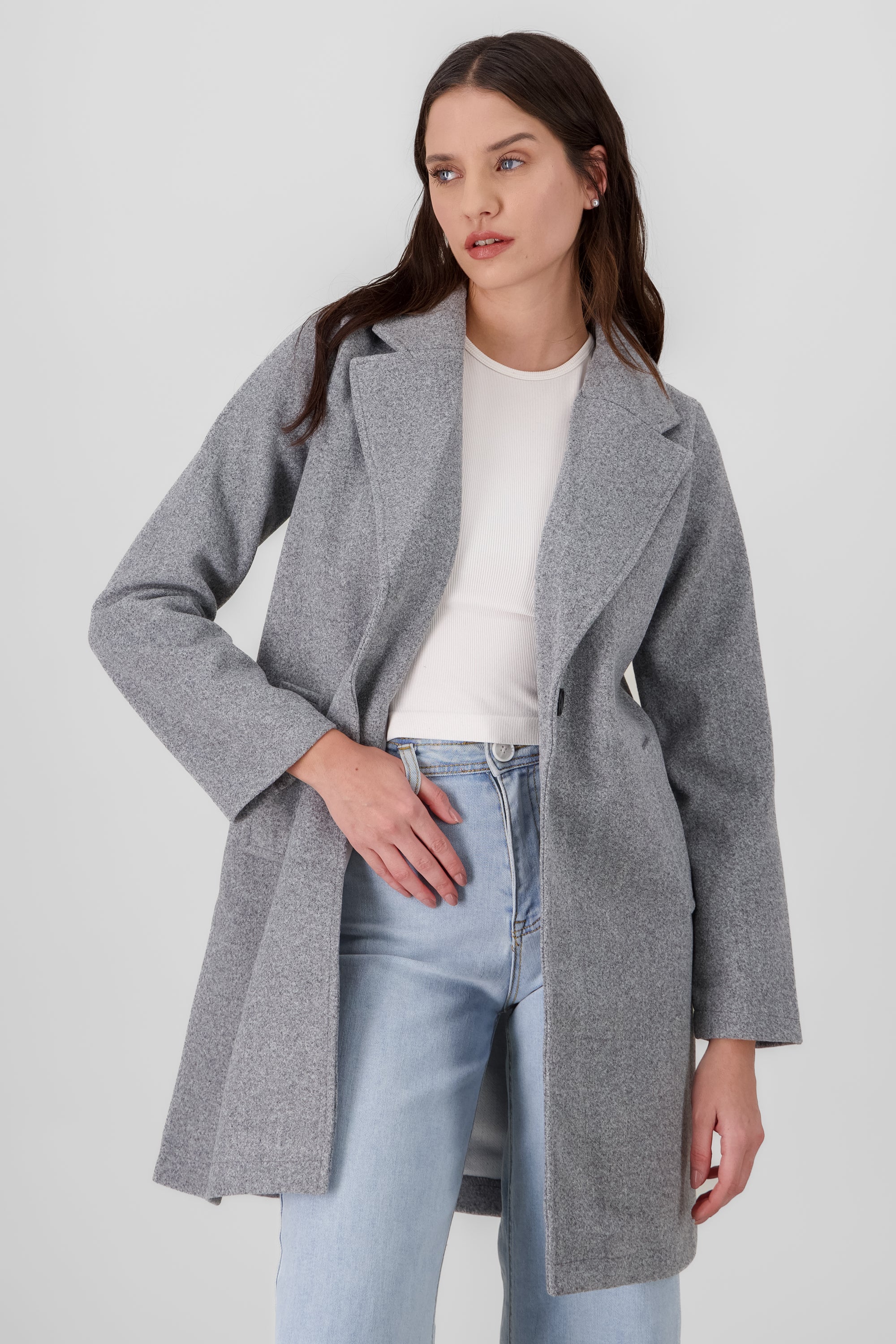 Coat with one button HEATHER GRAY