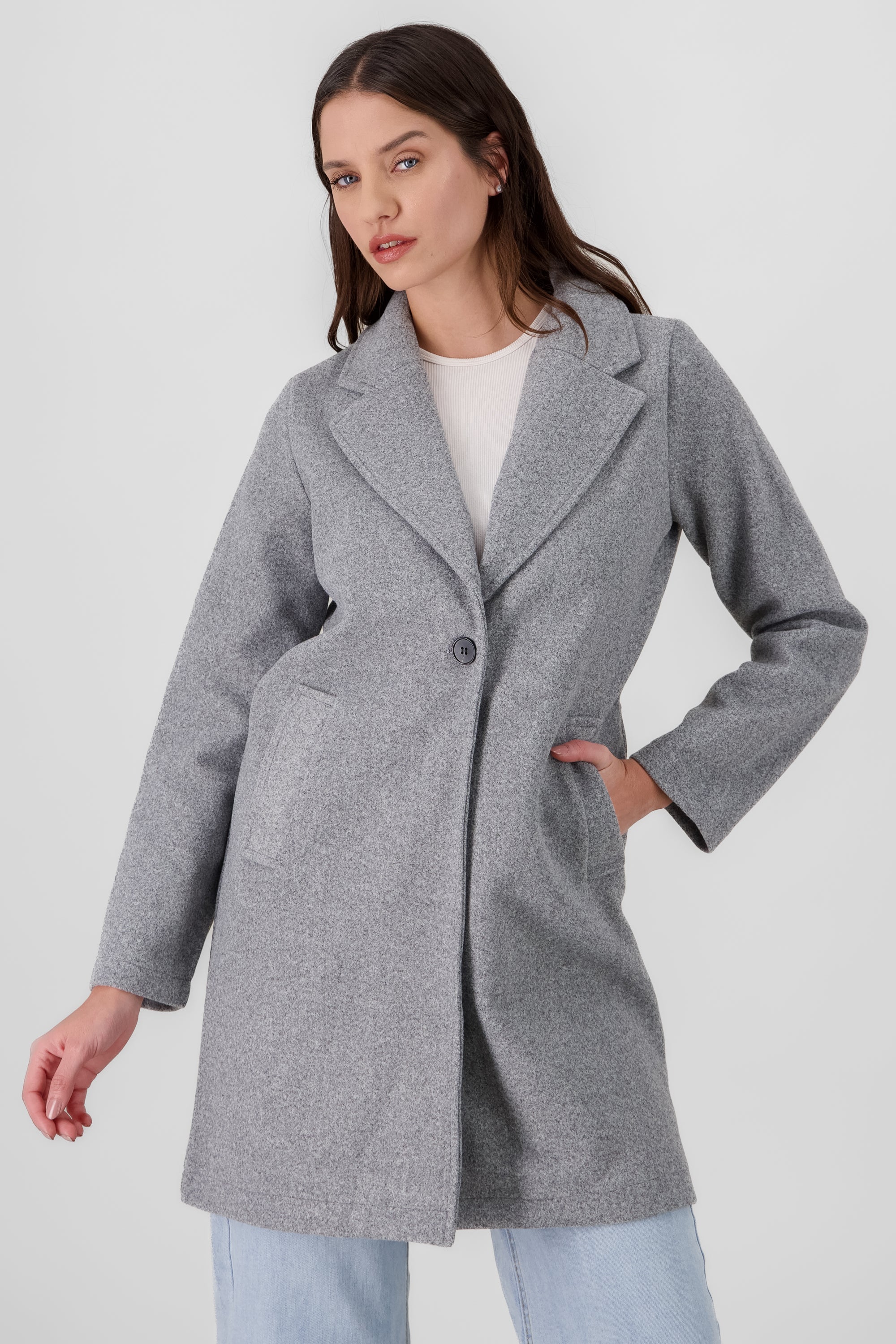 Coat with one button HEATHER GRAY