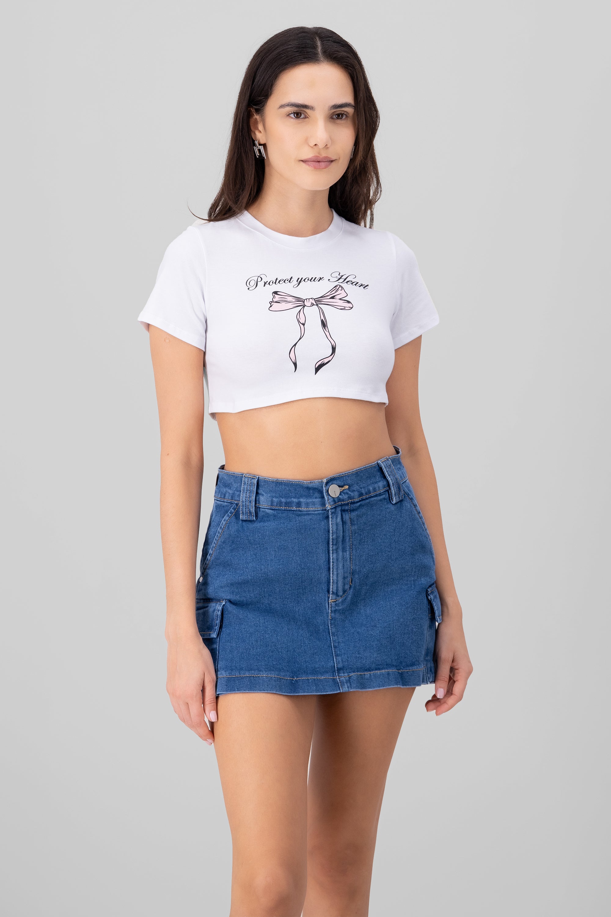 Printed Bow T Shirt WHITE COMBO