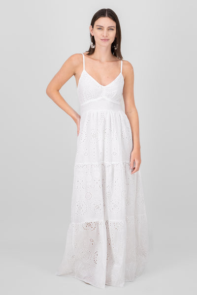 Embroidery Maxi Dress WHITE