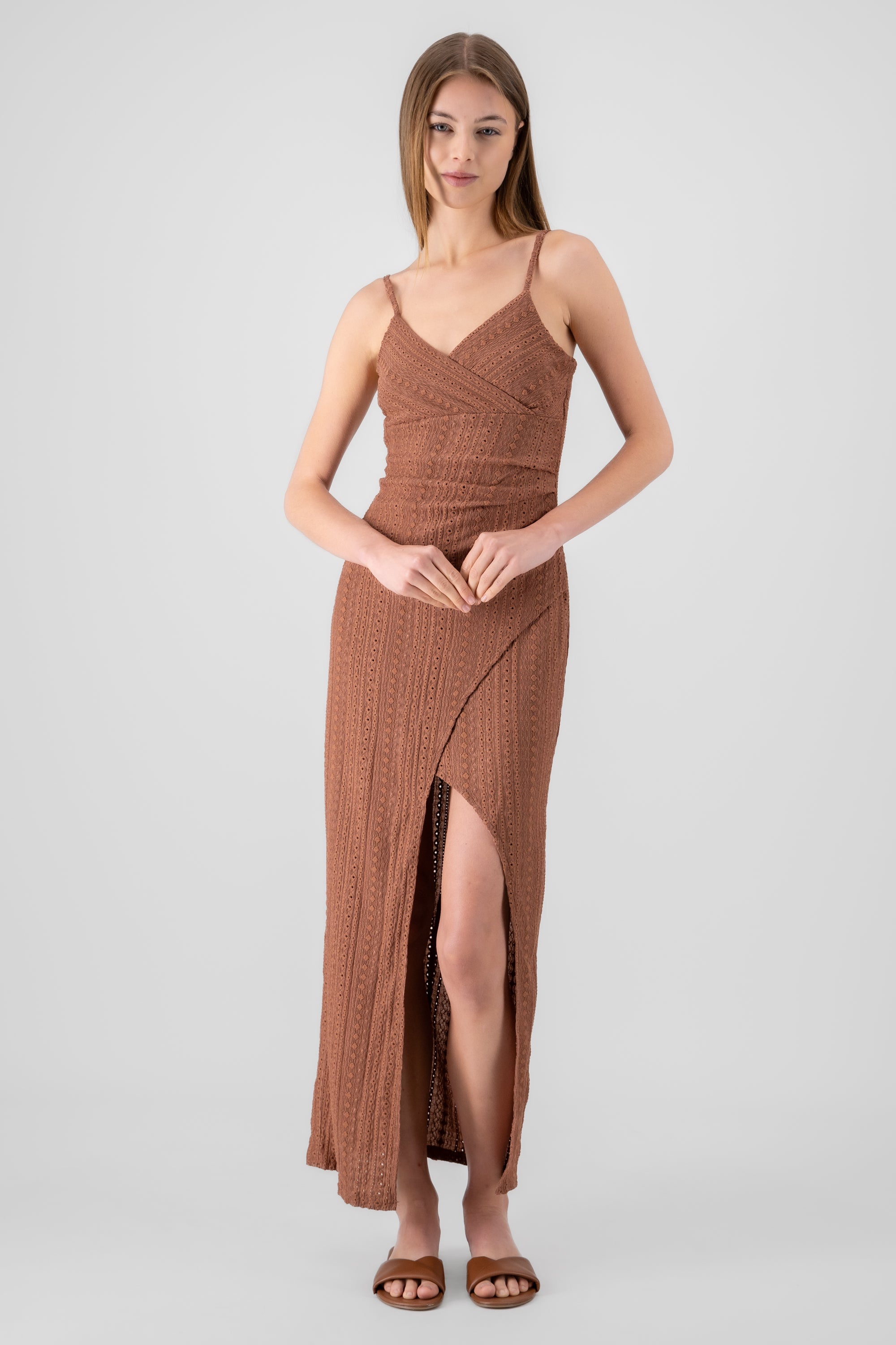 Textured Maxi Dress BROWN