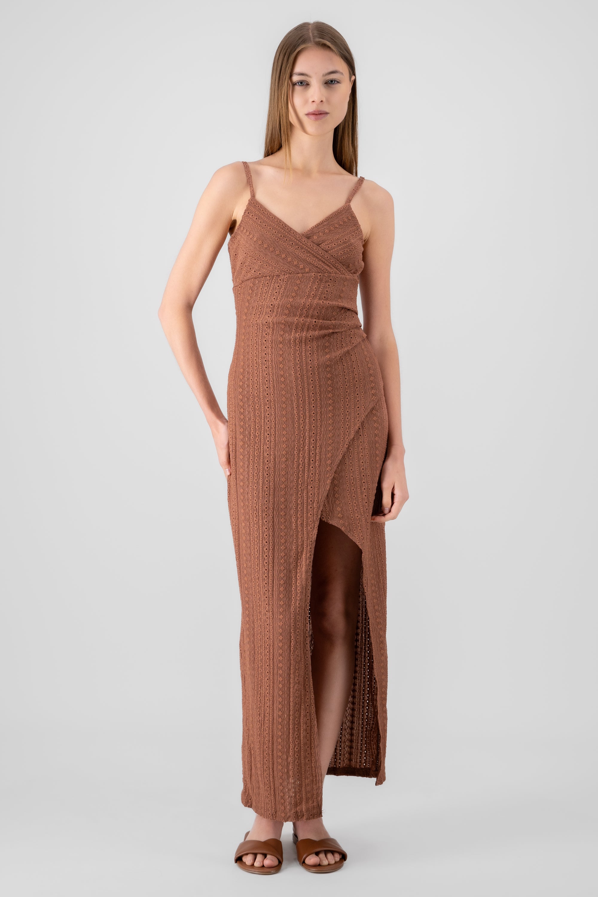 Textured Maxi Dress BROWN