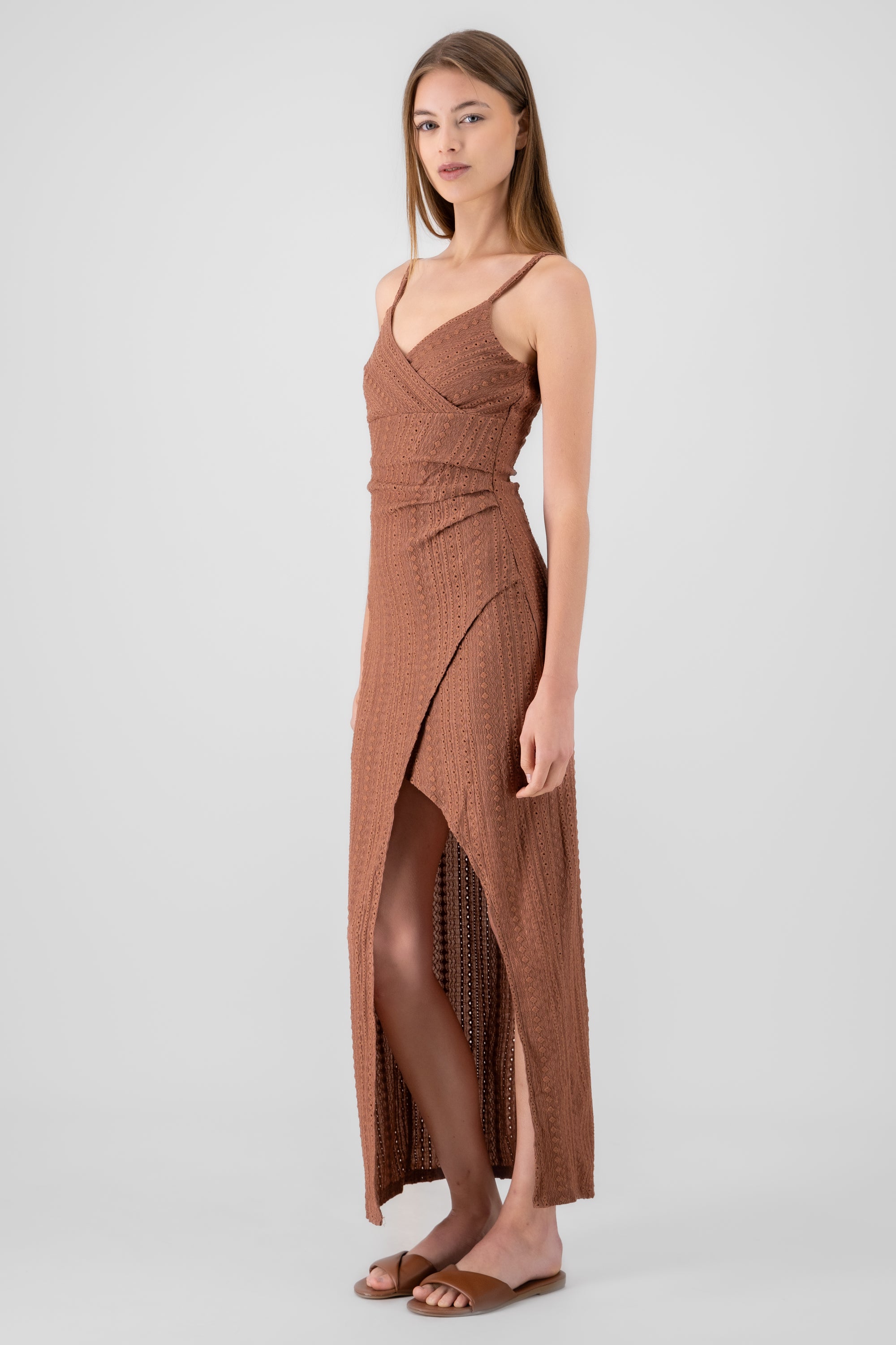 Textured Maxi Dress BROWN