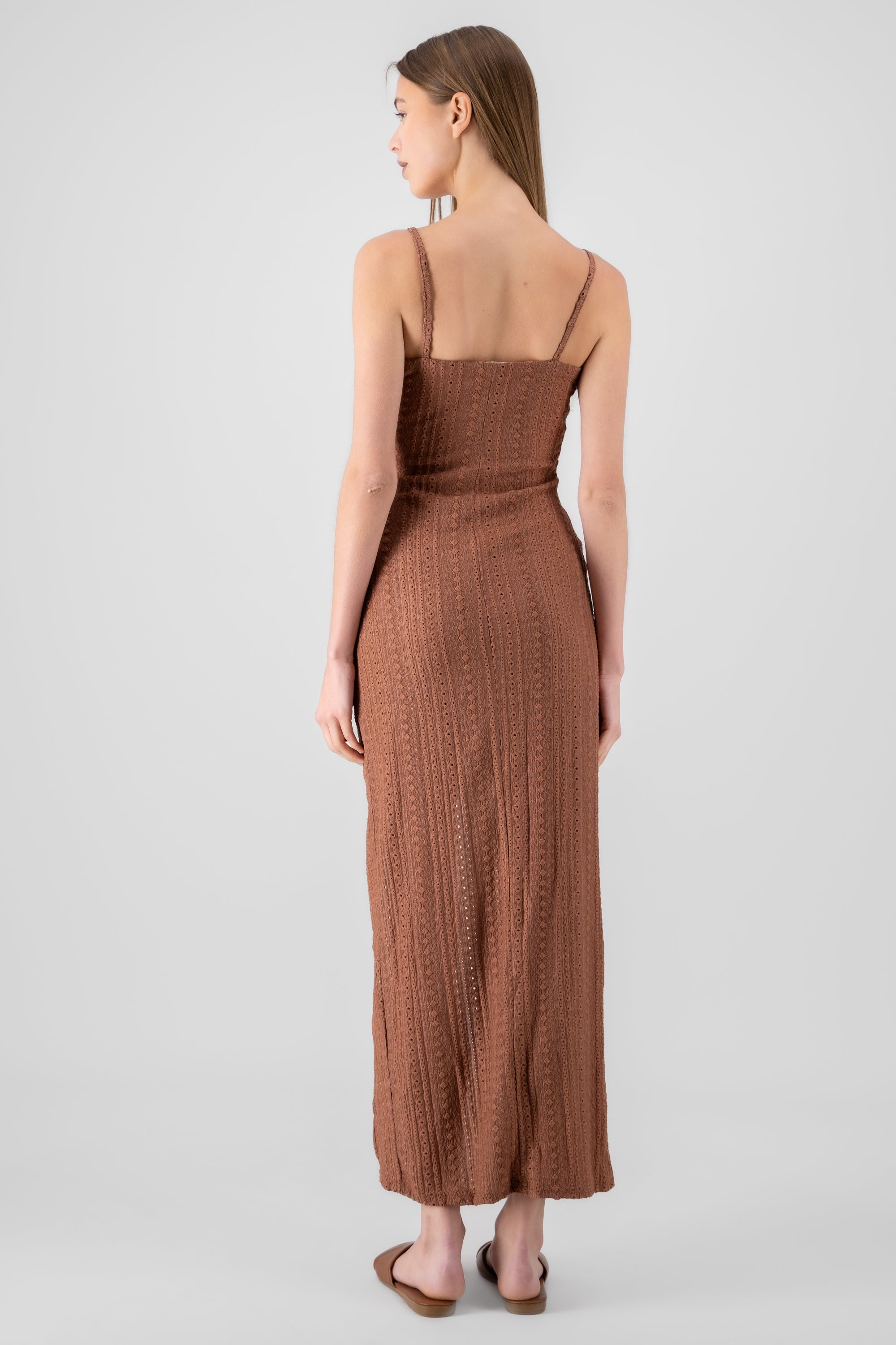 Textured Maxi Dress BROWN