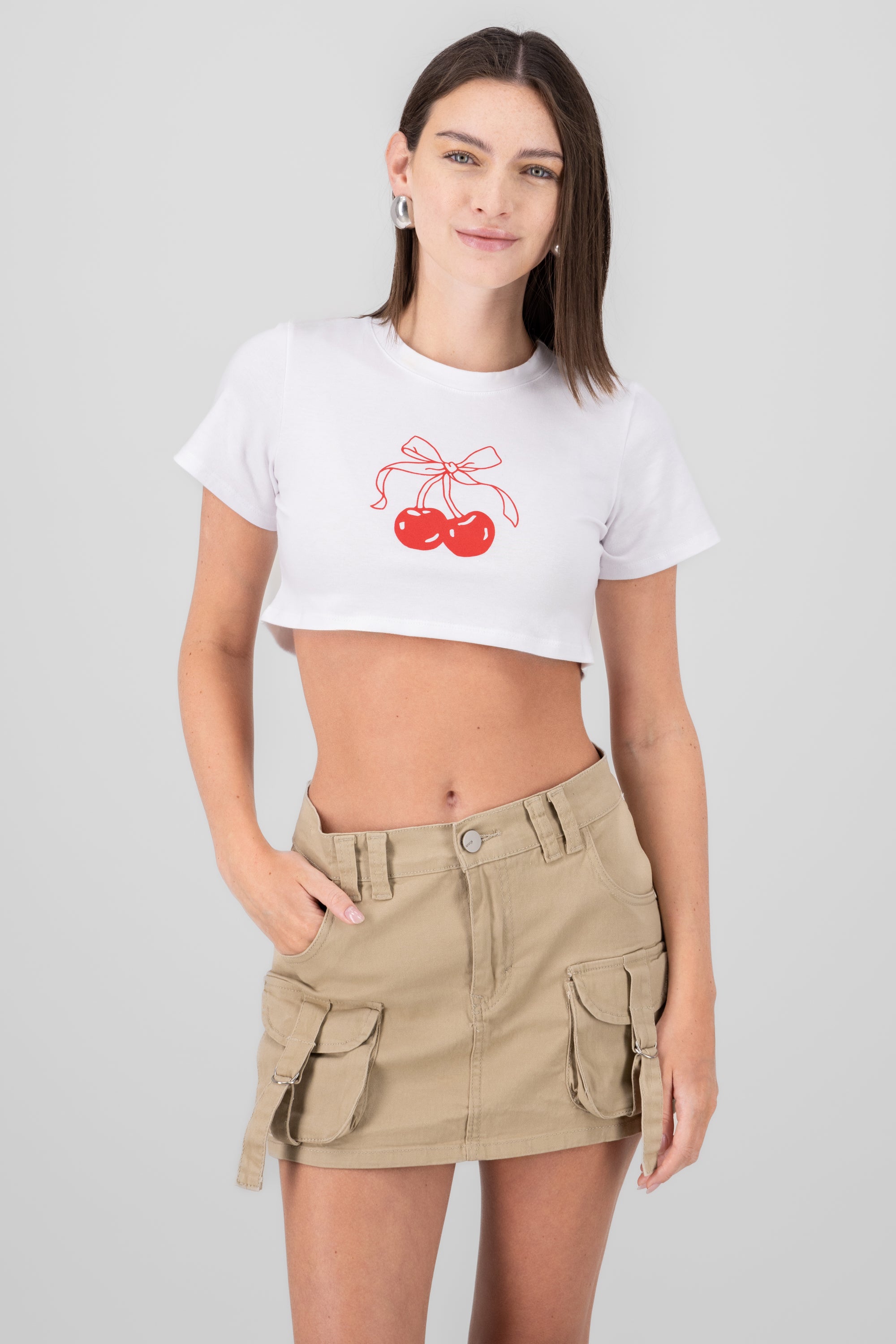 Cherry Print Crop Top RED COMBO