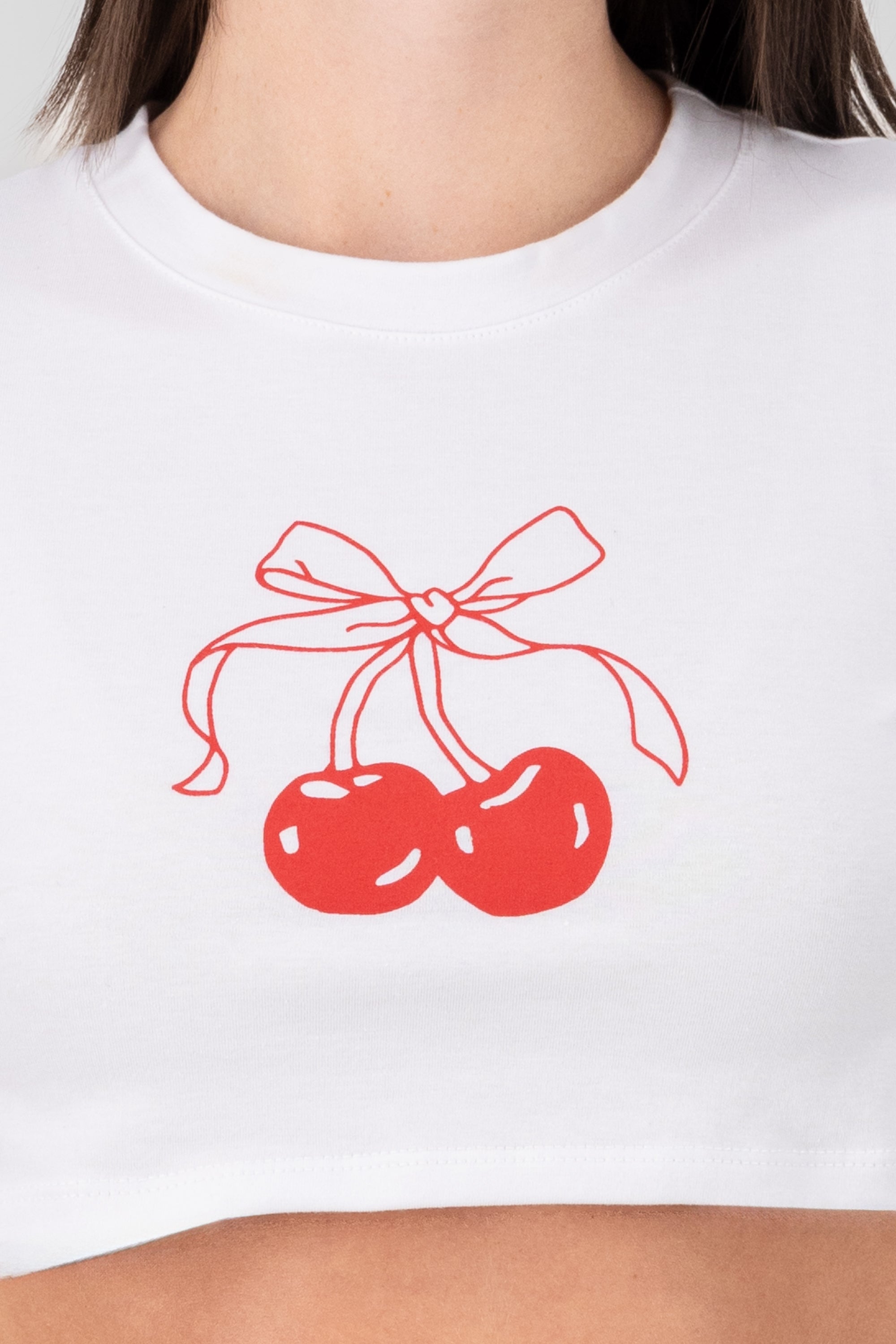 Cherry Print Crop Top RED COMBO