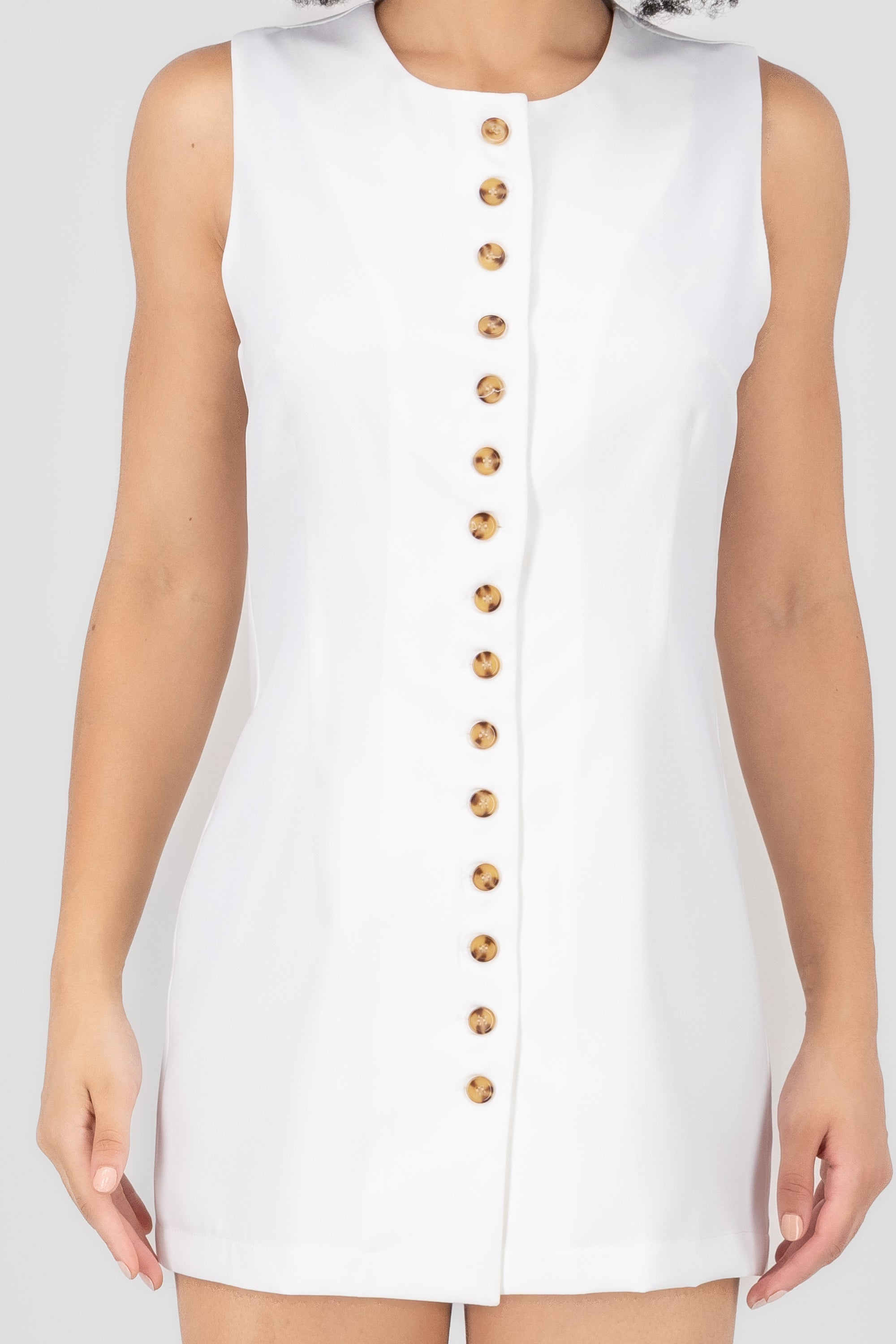 Buttoned Mini Dress BONE COMBO