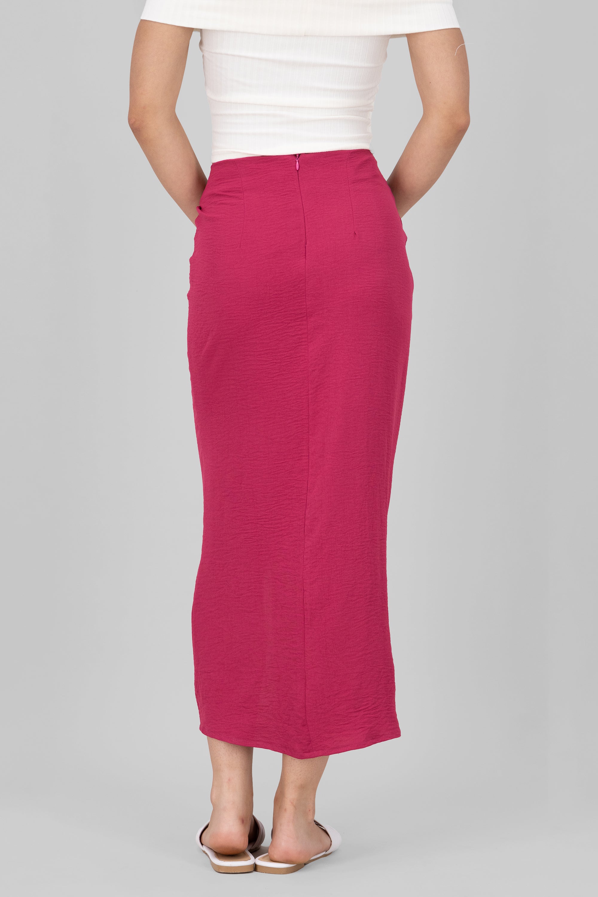 Ruched Opening Maxi Skirt PLUM