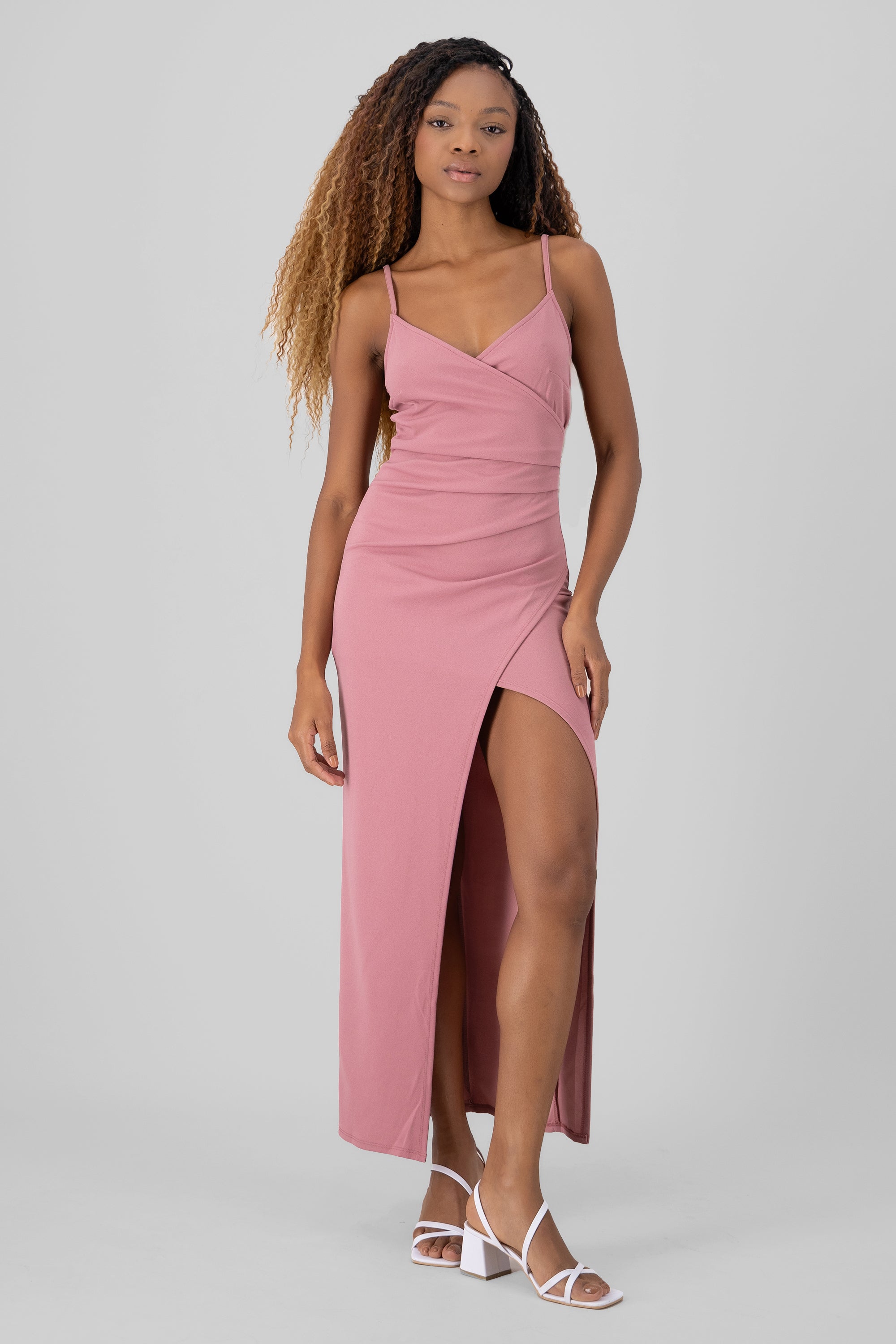 Drapped  V Neck Maxi Dress MAUVE