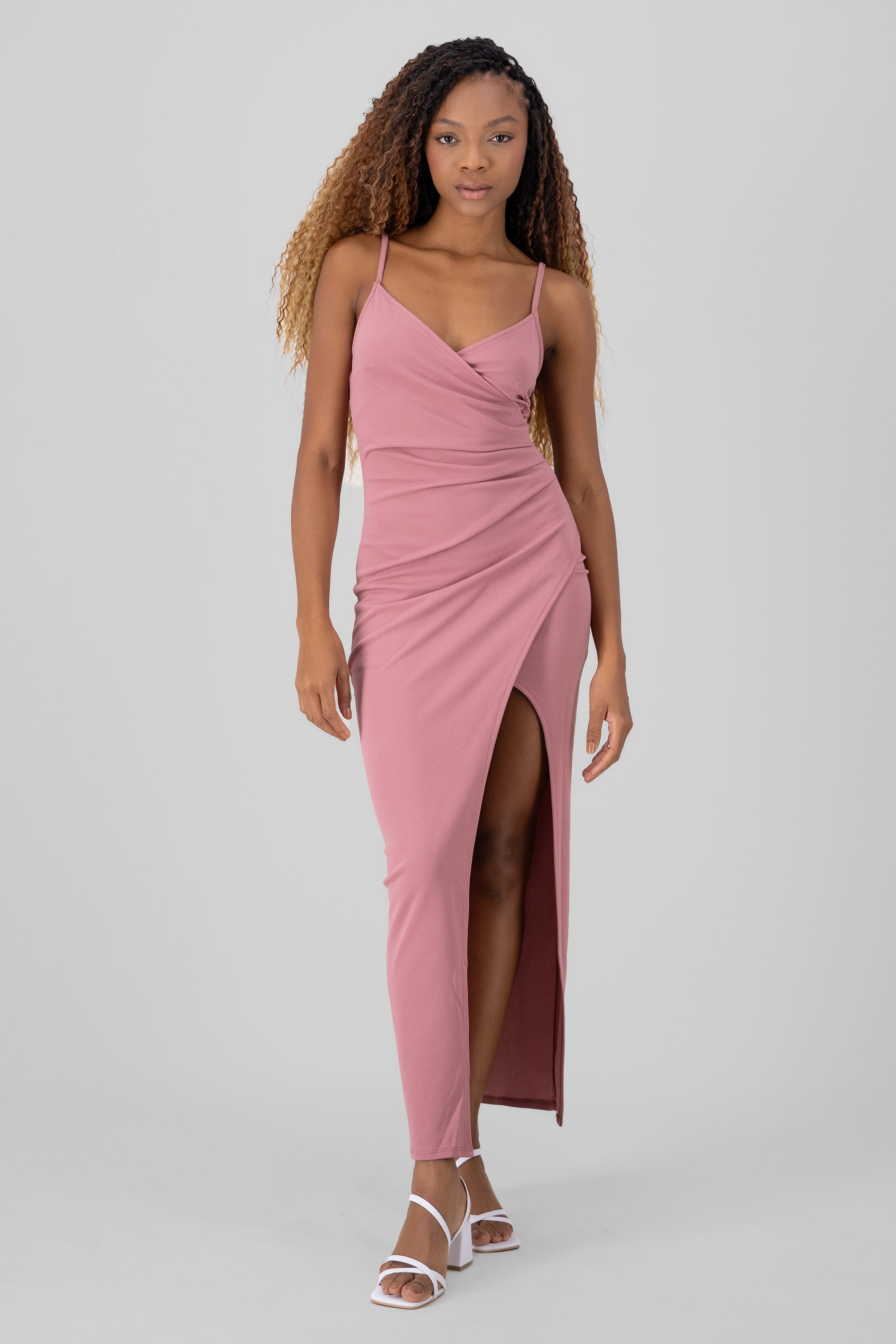 Drapped  V Neck Maxi Dress MAUVE