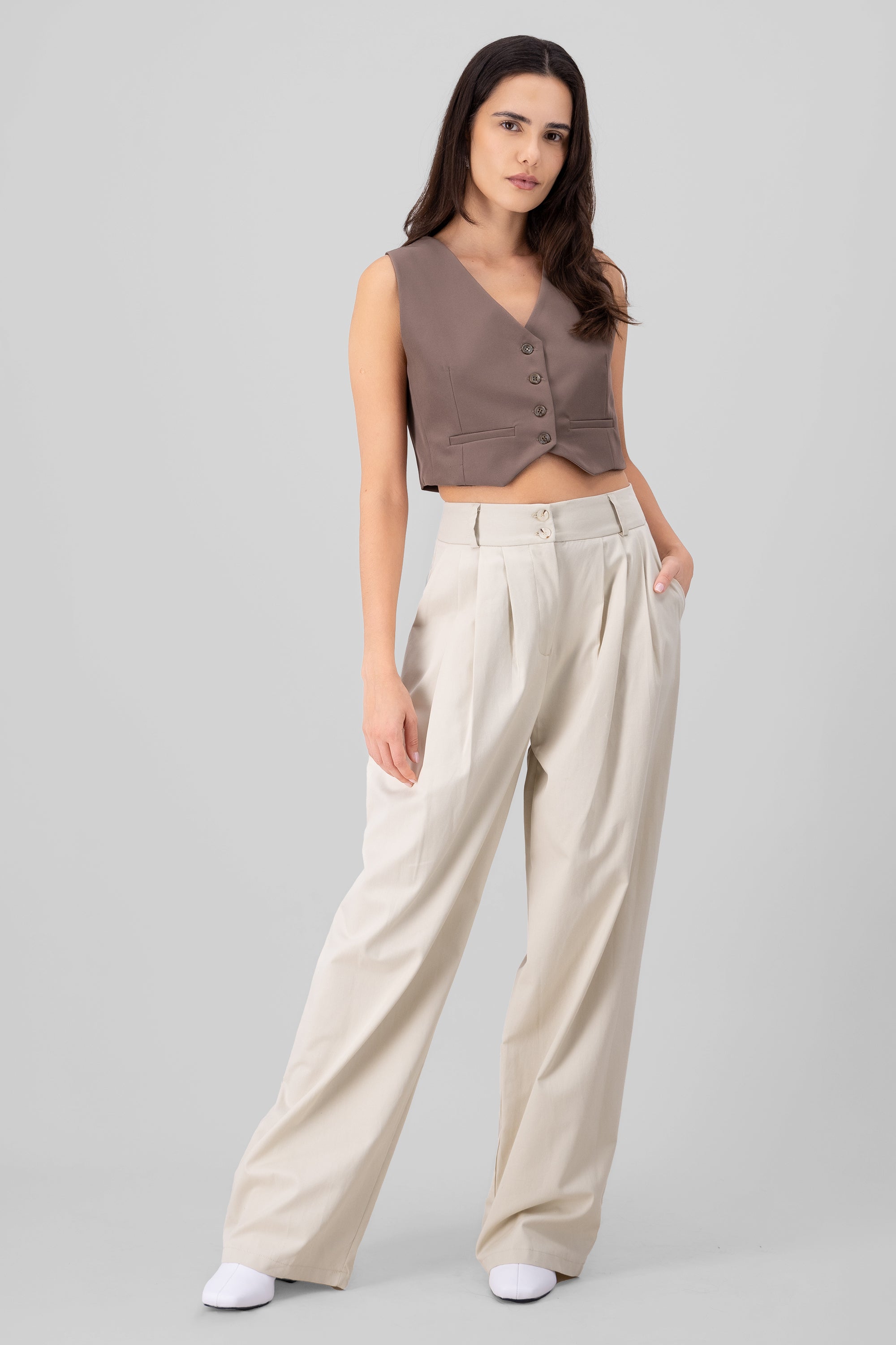 2 Buttons Tailored Pants BEIGE