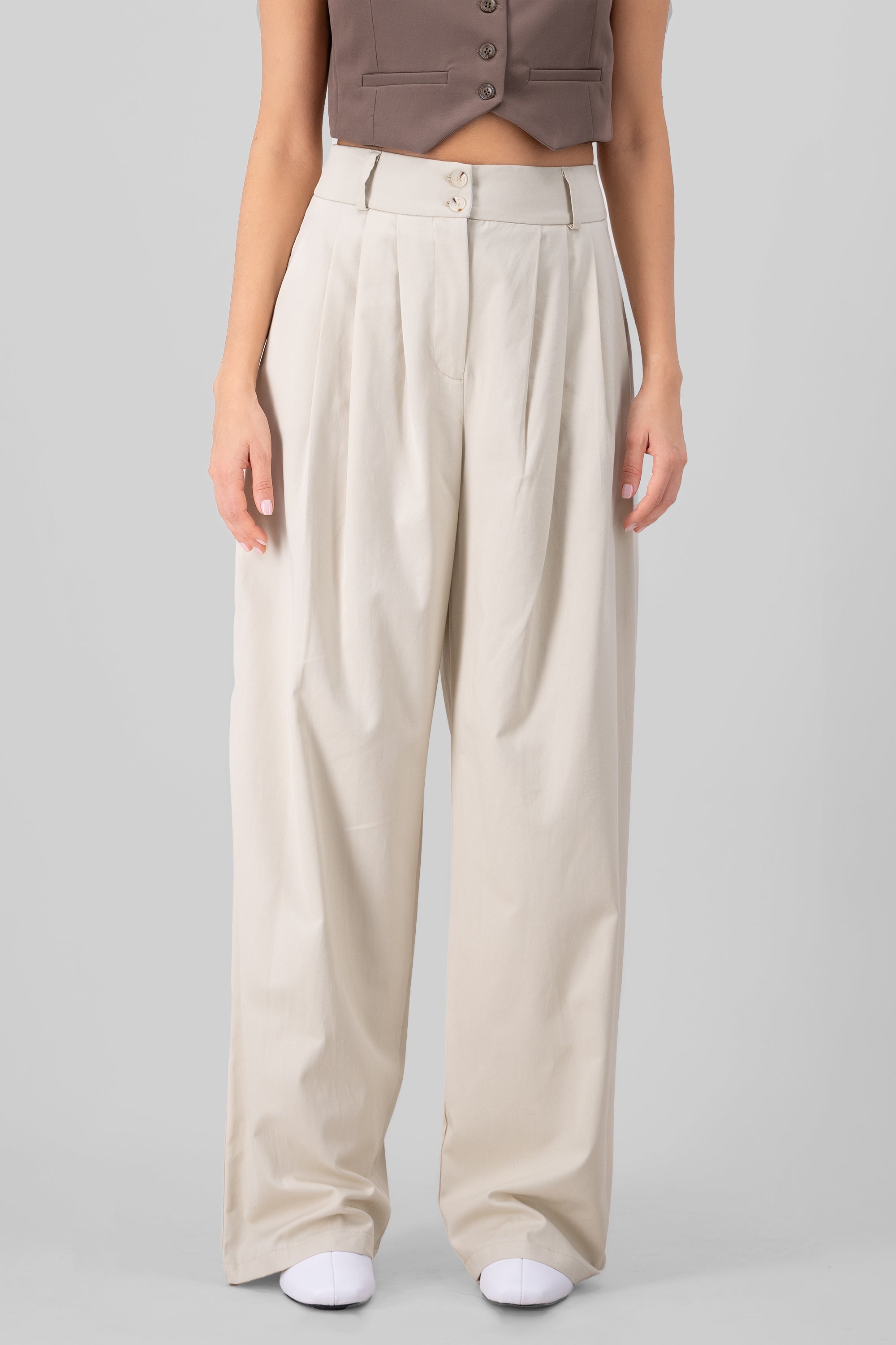 2 Buttons Tailored Pants BEIGE