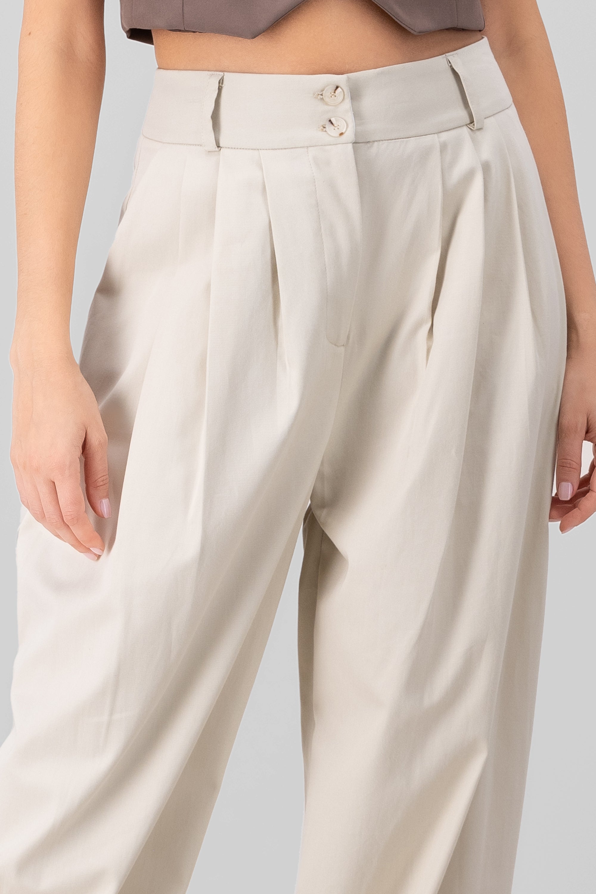 2 Buttons Tailored Pants BEIGE