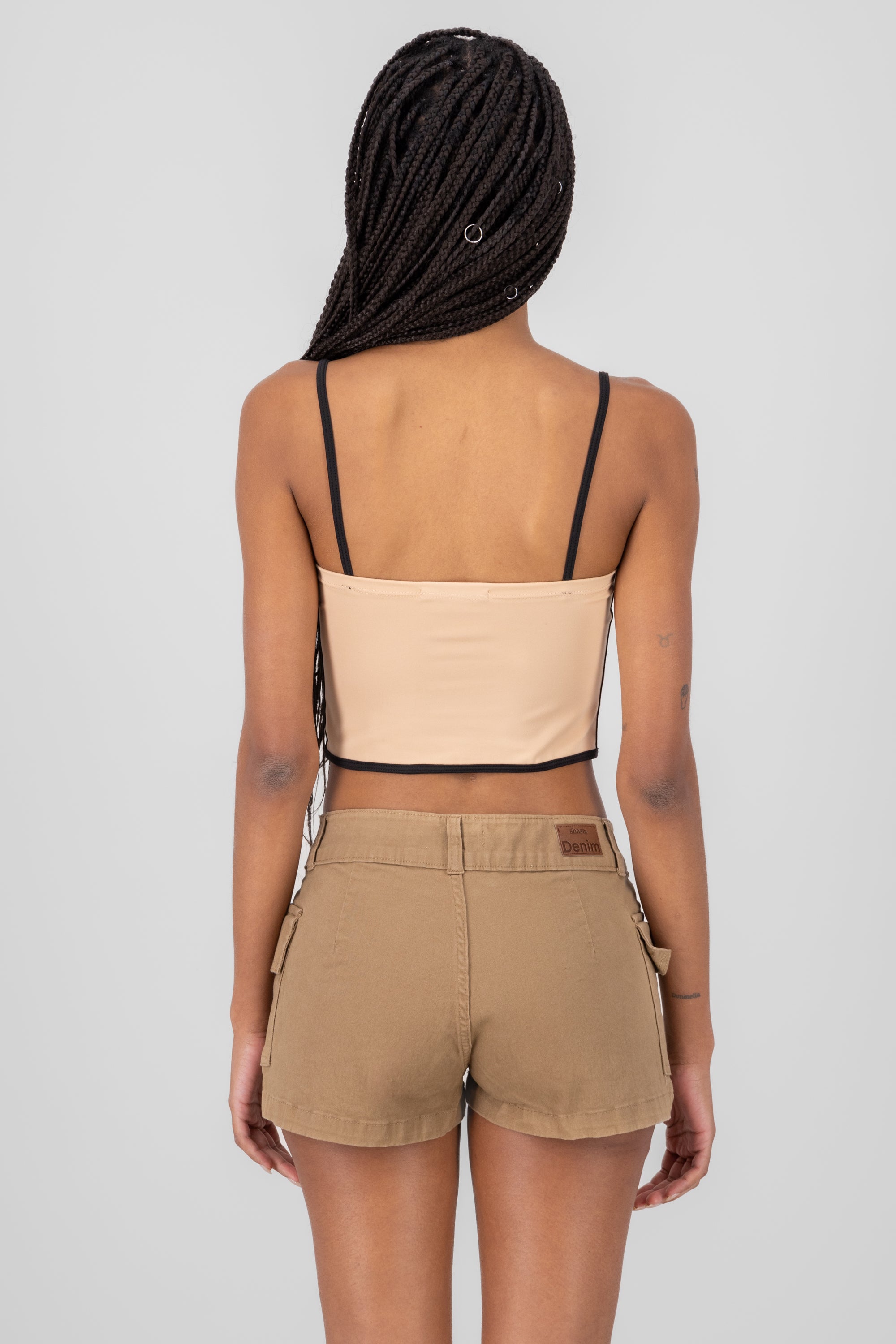 Constrast Bustier Crop Top NUDE