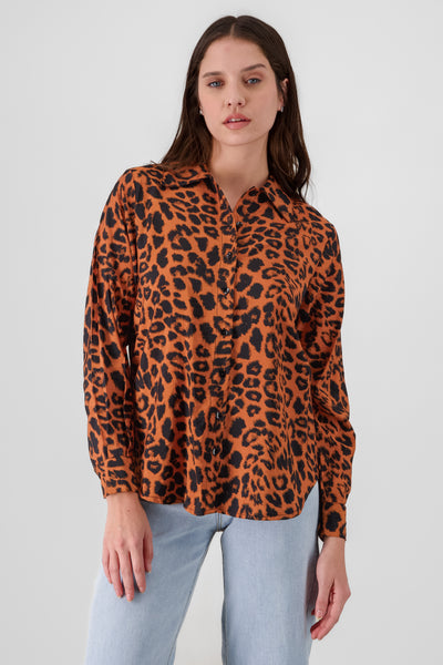 Oversized Animal Print Shirt BLACK COMBO