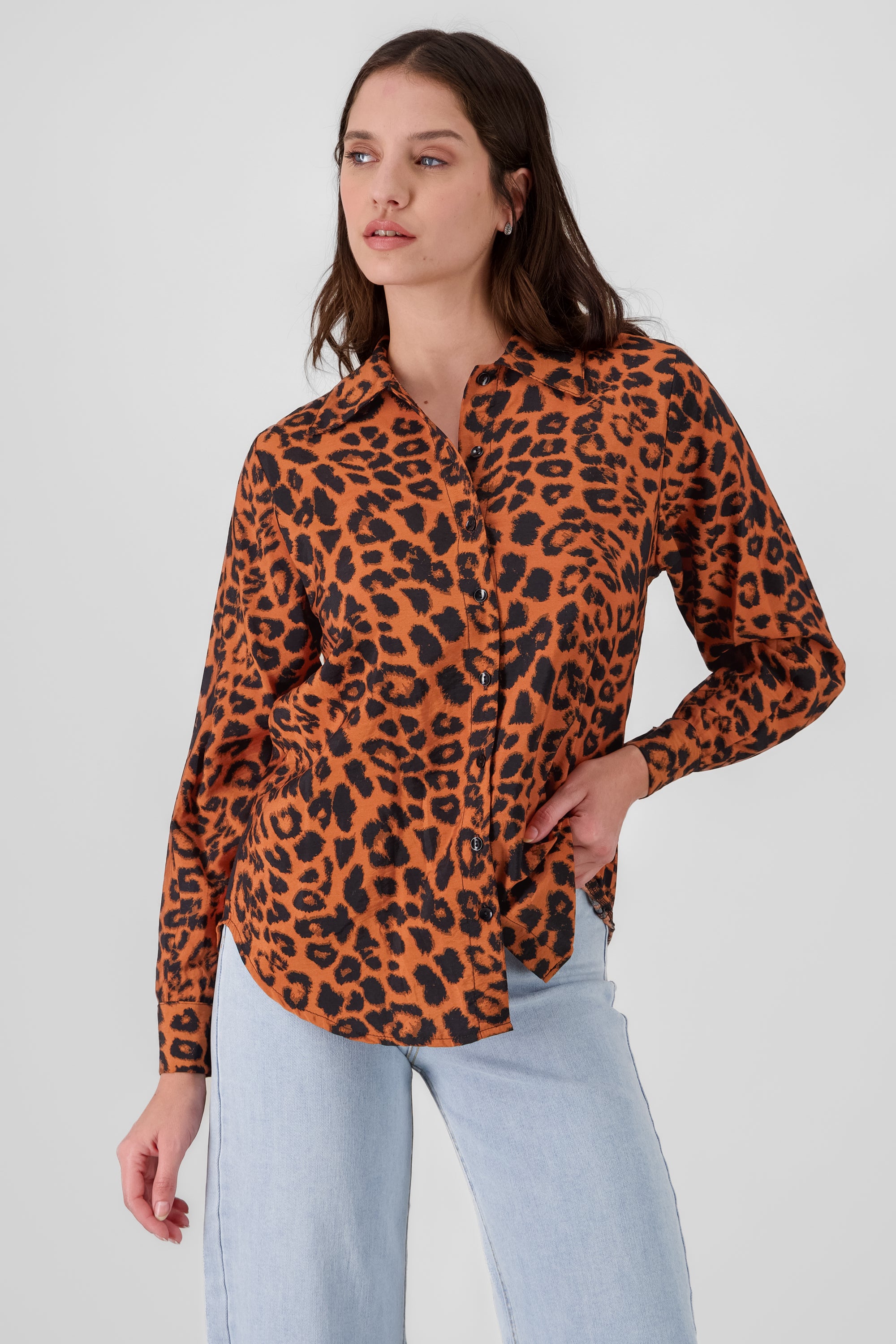 Oversized Animal Print Shirt BLACK COMBO