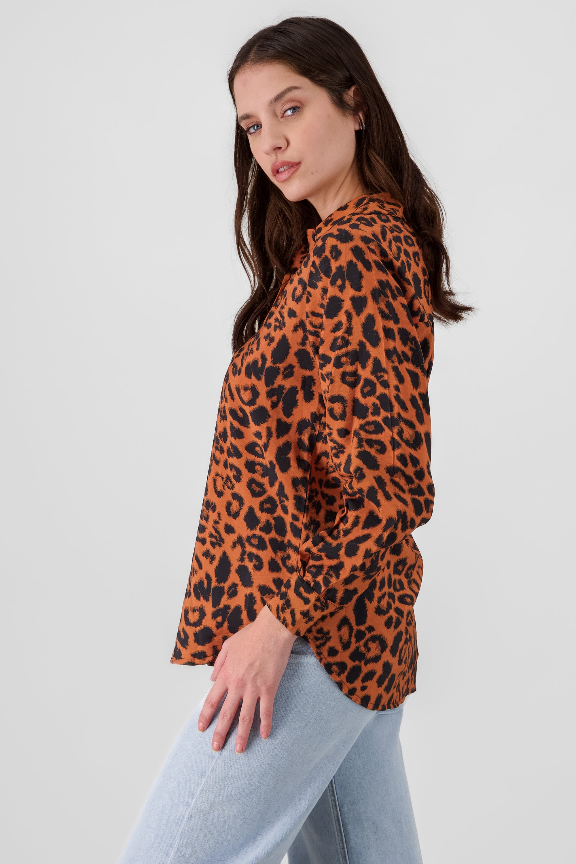 Oversized Animal Print Shirt BLACK COMBO