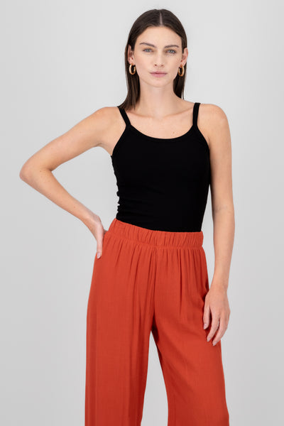 Rib Cami Top BLACK