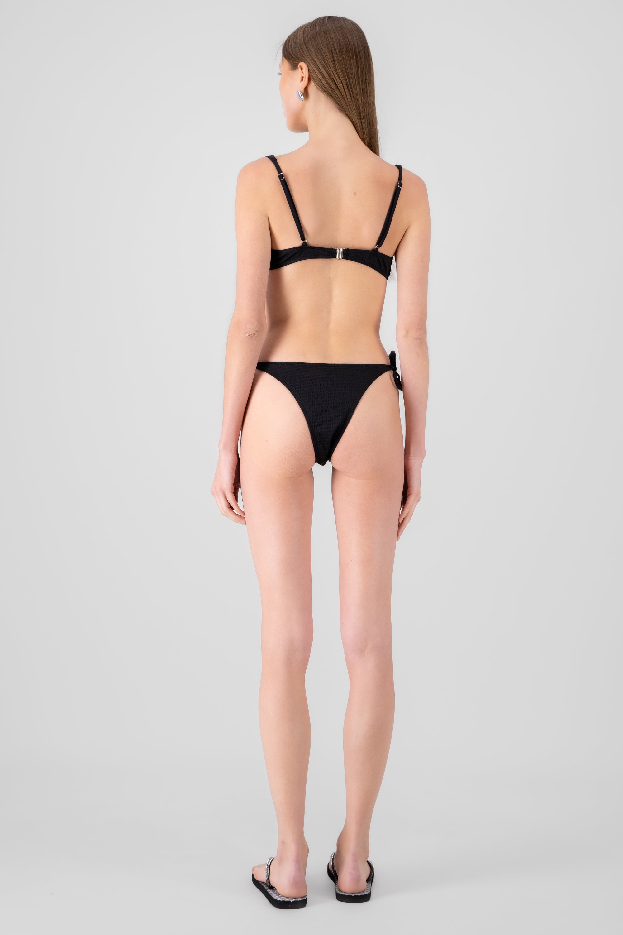 Textured Push Up  Bikini Set BLACK