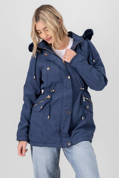 Hooded Trench Coat NAVY