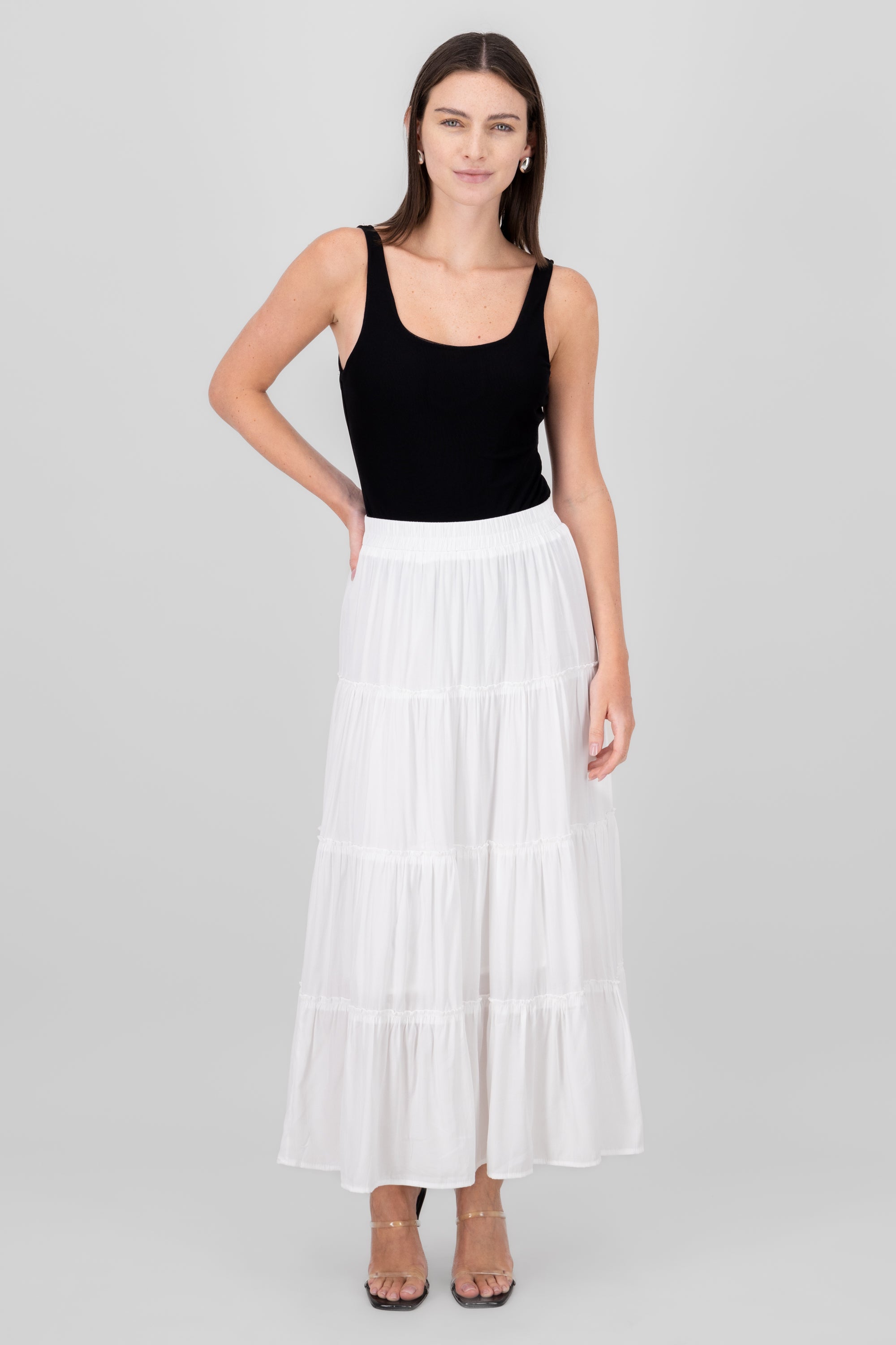 Maxi Skirt With Crochet Details WHITE