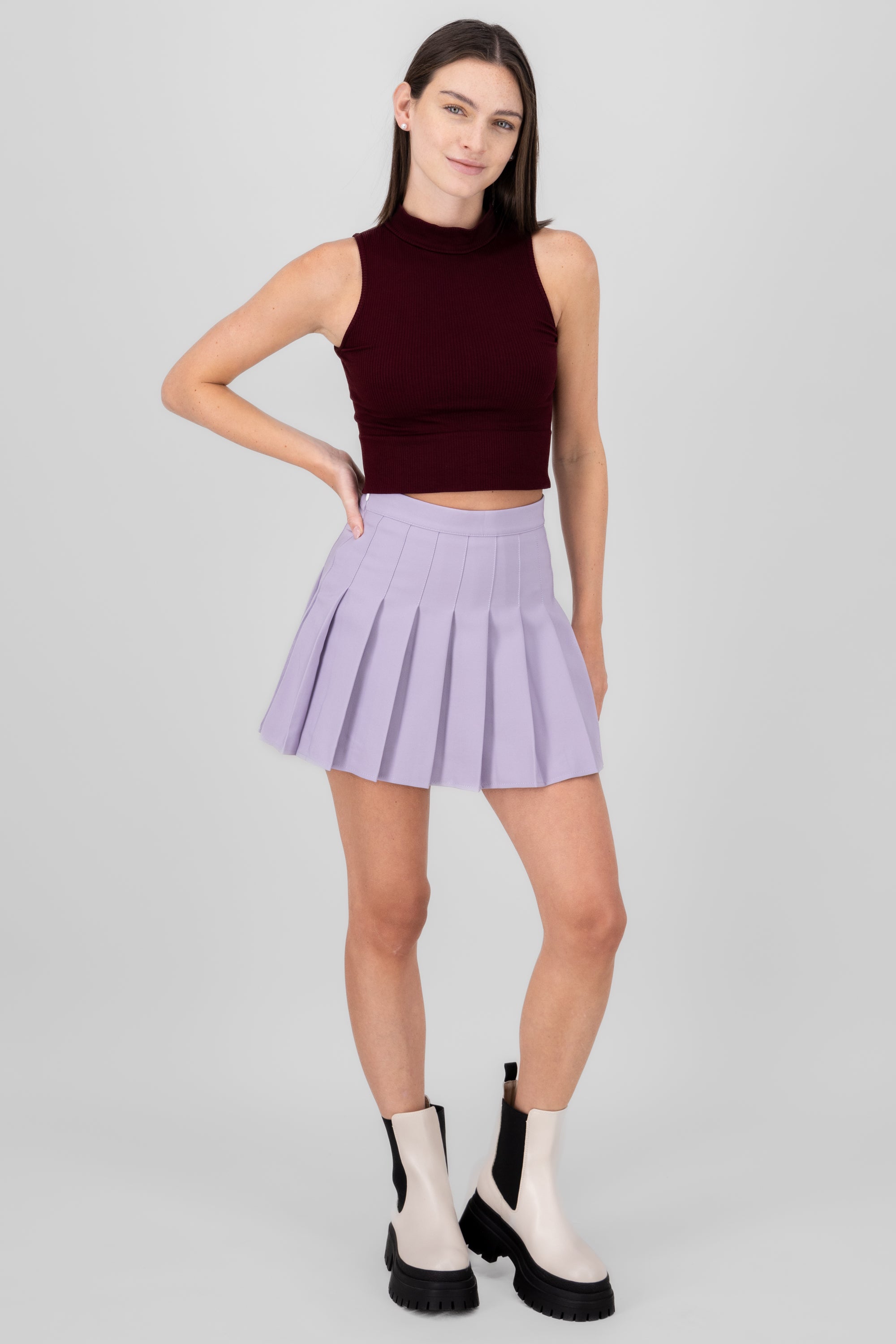 Pleated Mini Skort PASTEL PURPLE