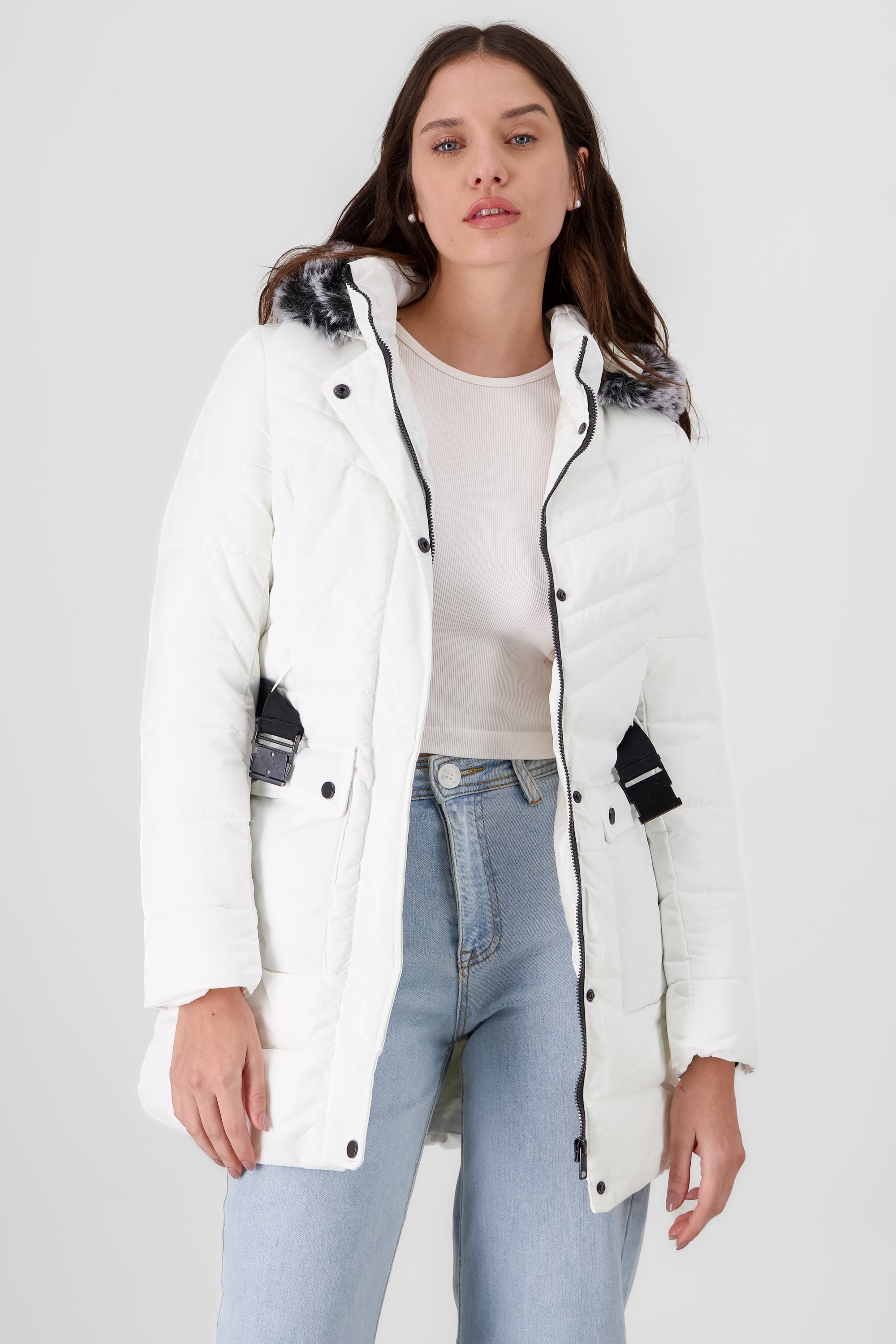 Quilted Jacket with Pocket WHITE