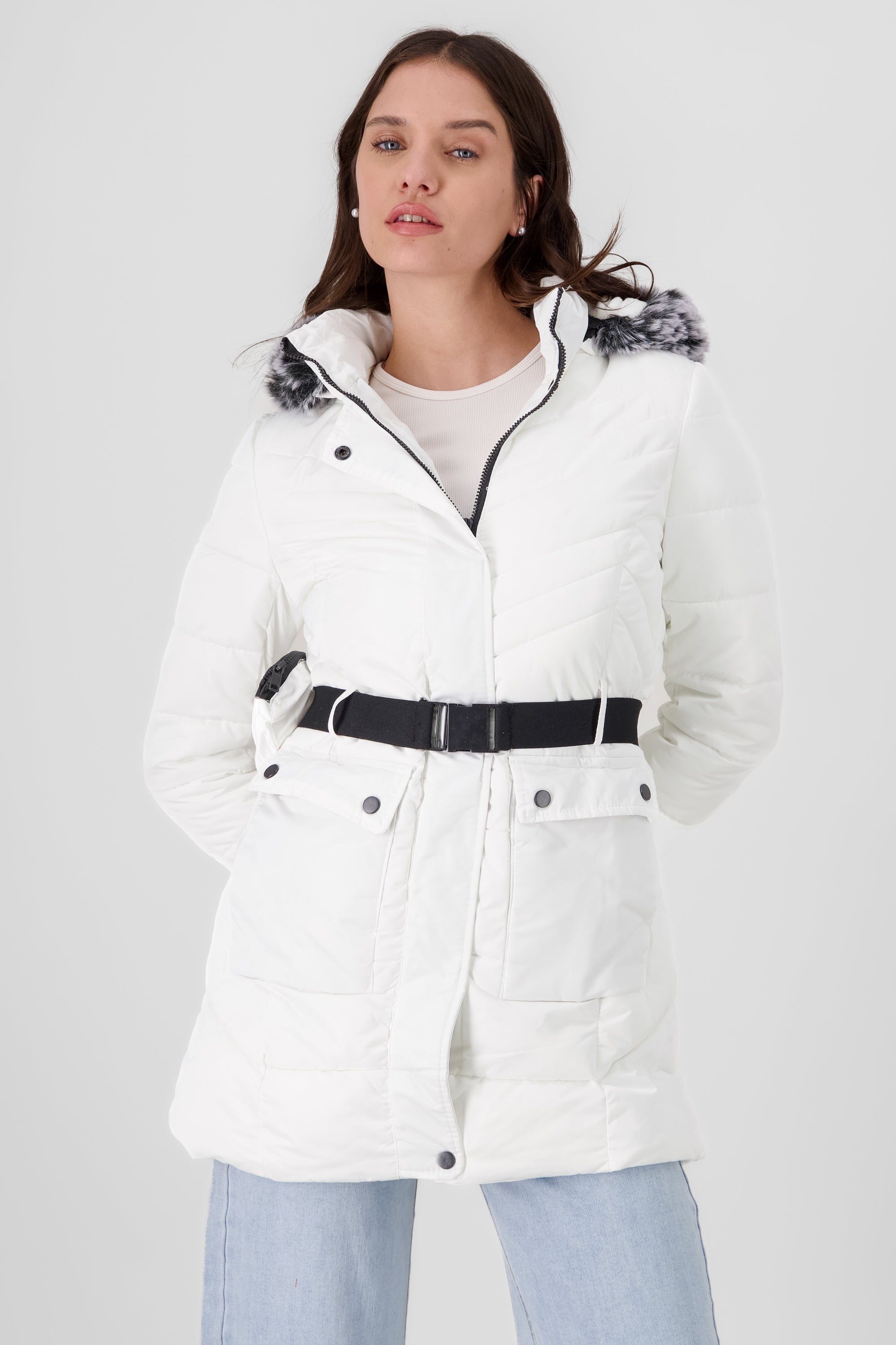 Quilted Jacket with Pocket WHITE