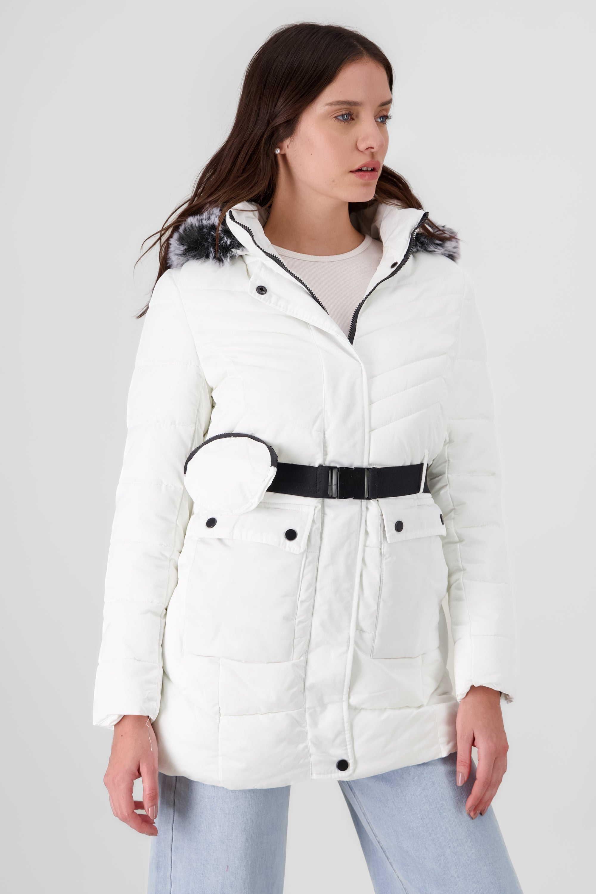 Quilted Jacket with Pocket WHITE