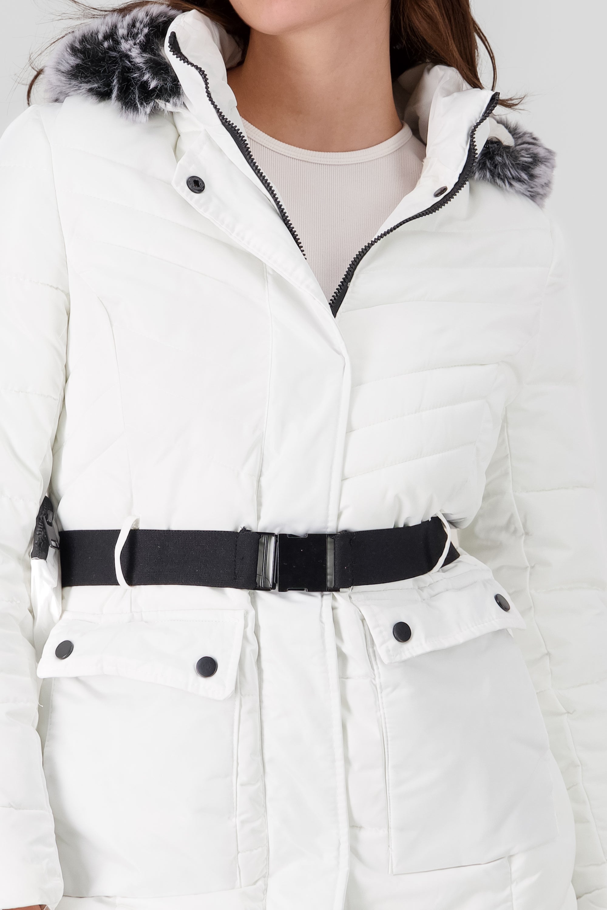 Quilted Jacket with Pocket WHITE