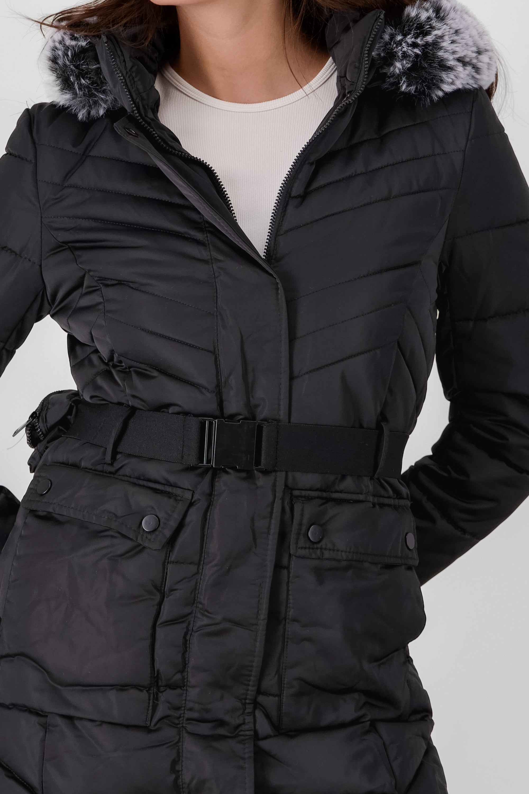 Quilted Jacket with Pocket BLACK