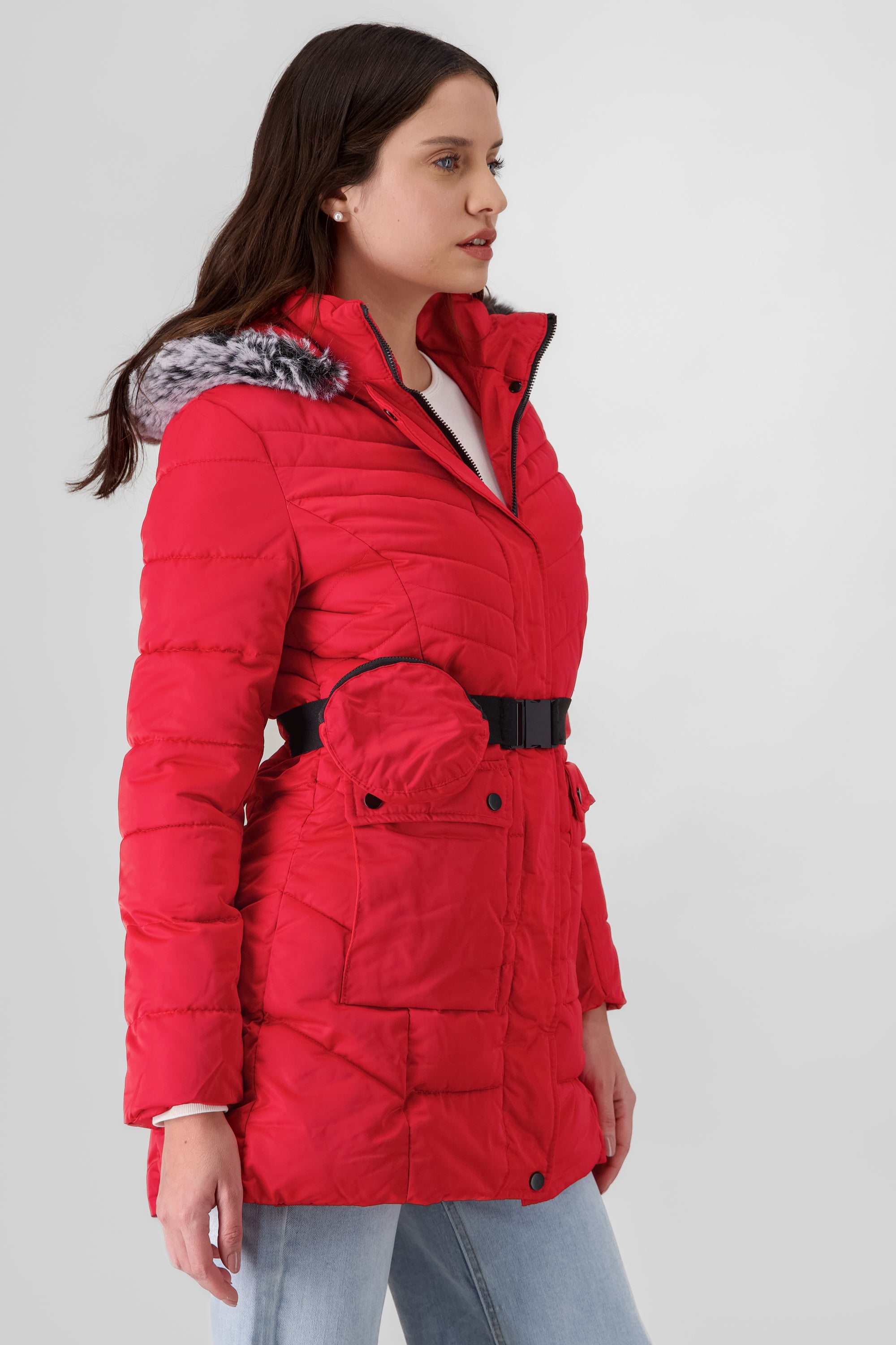 Quilted Jacket with Pocket RED