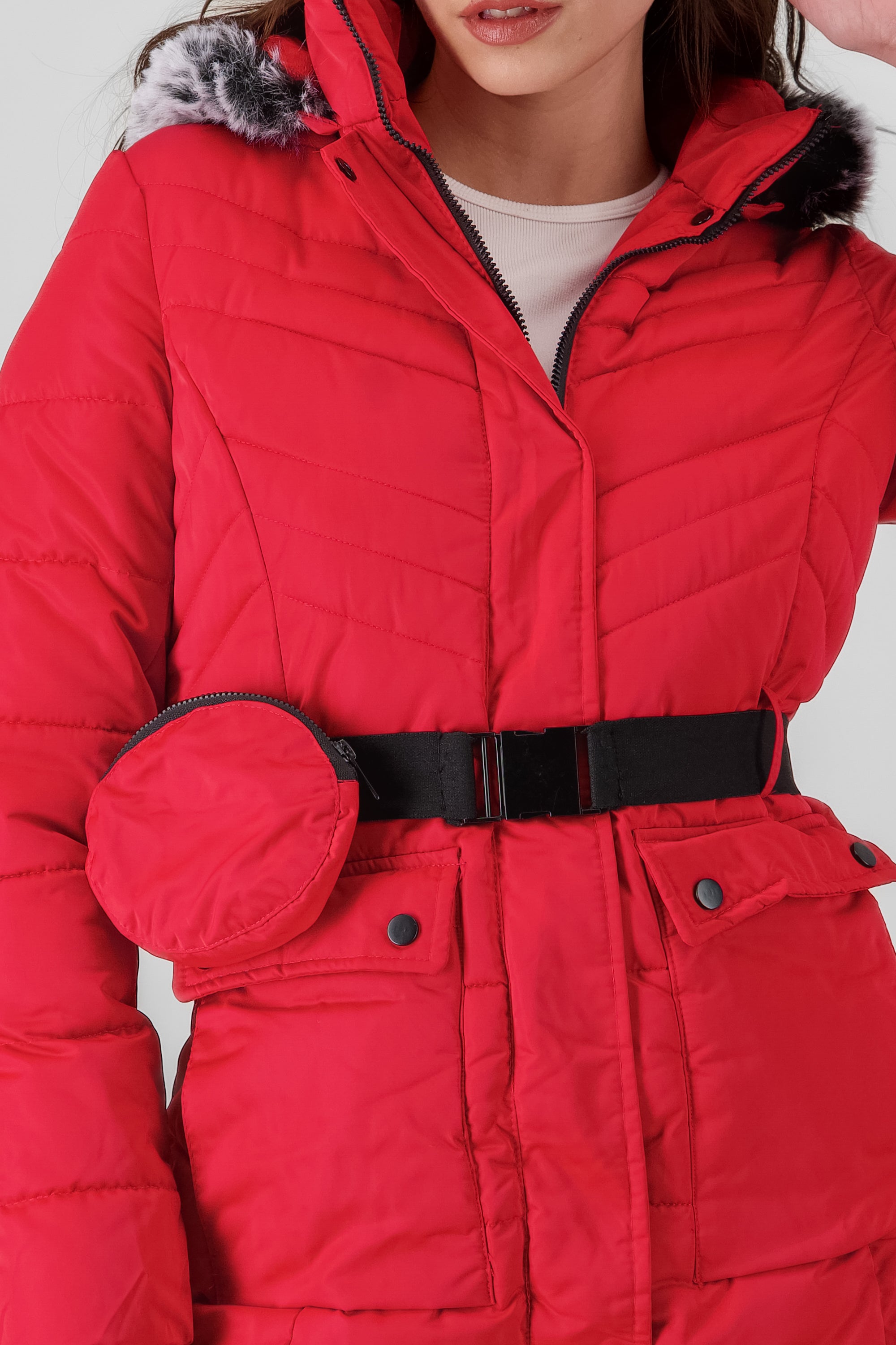 Quilted Jacket with Pocket RED