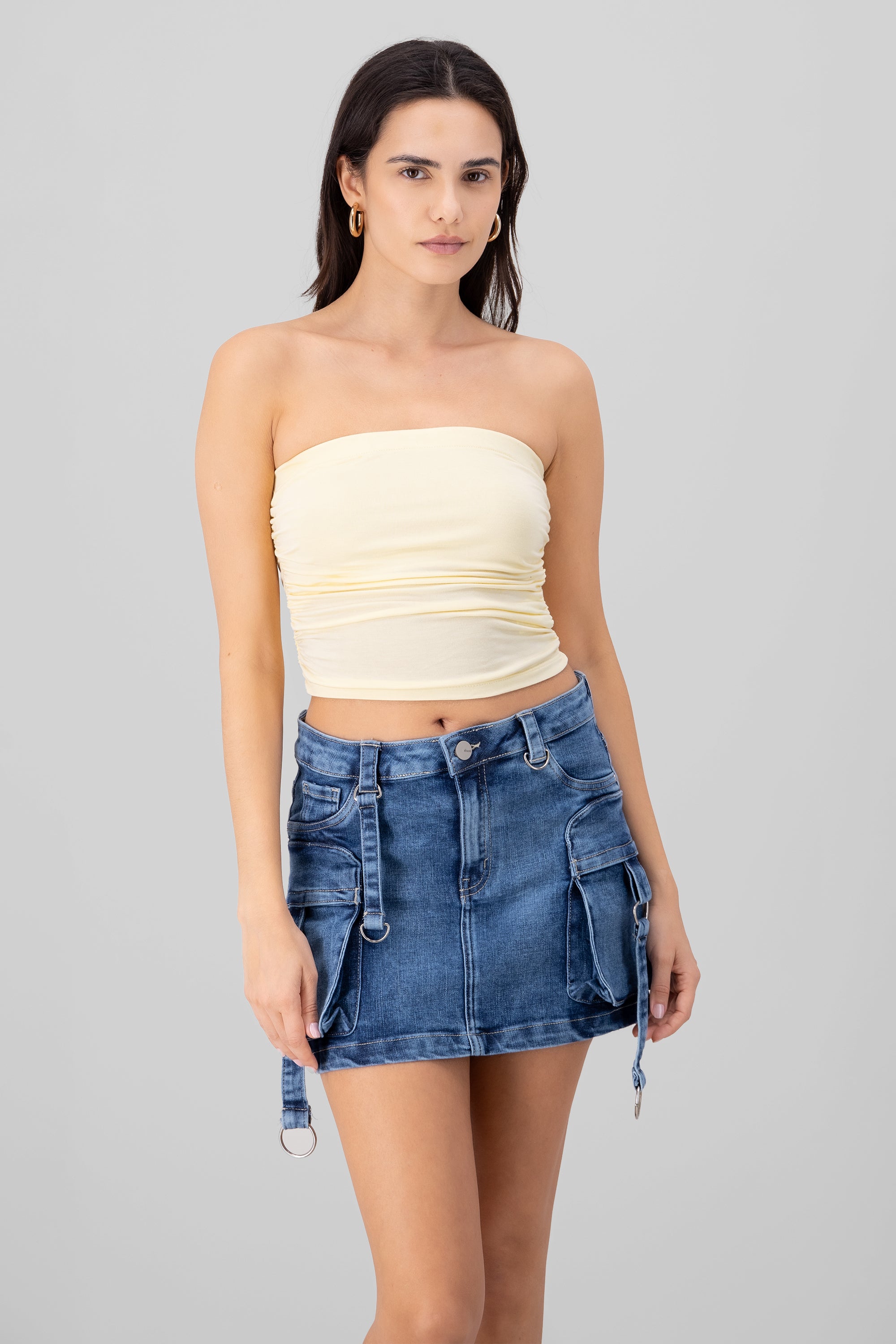 Ruched Tube Top IVORY