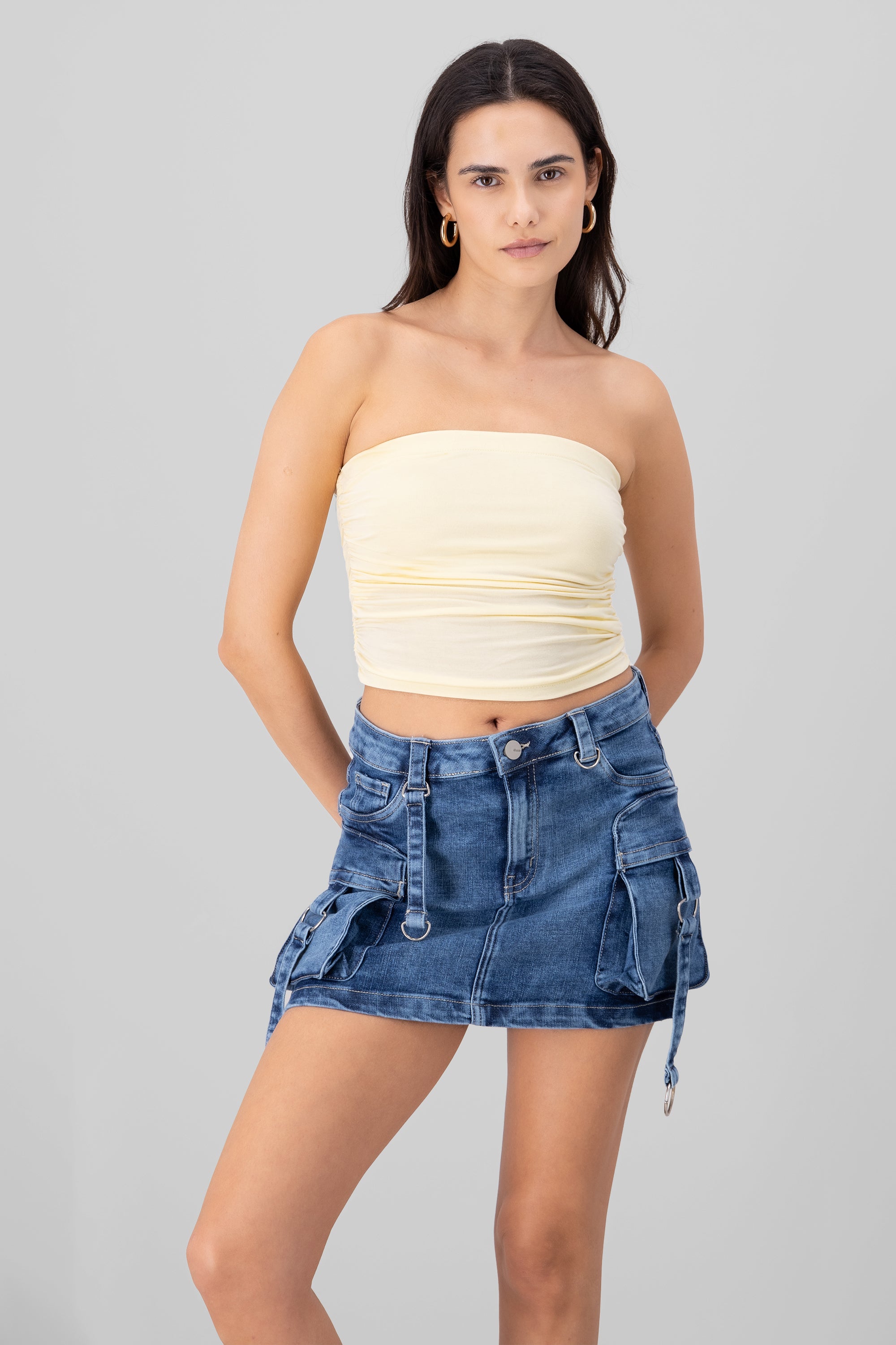 Ruched Tube Top IVORY