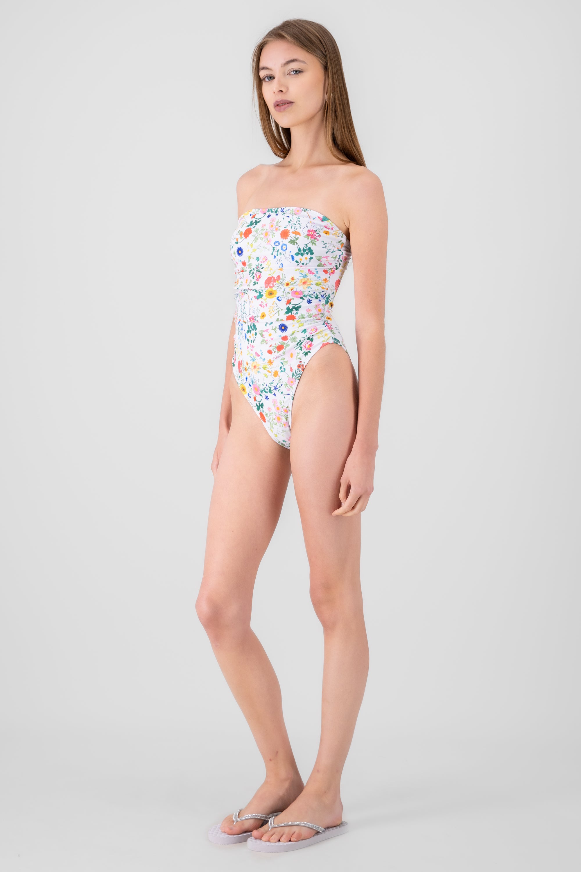 Floral Print Swimsuit WHITE COMBO