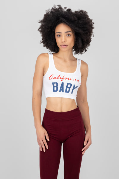 California Baby Graphic Crop Top WHITE COMBO