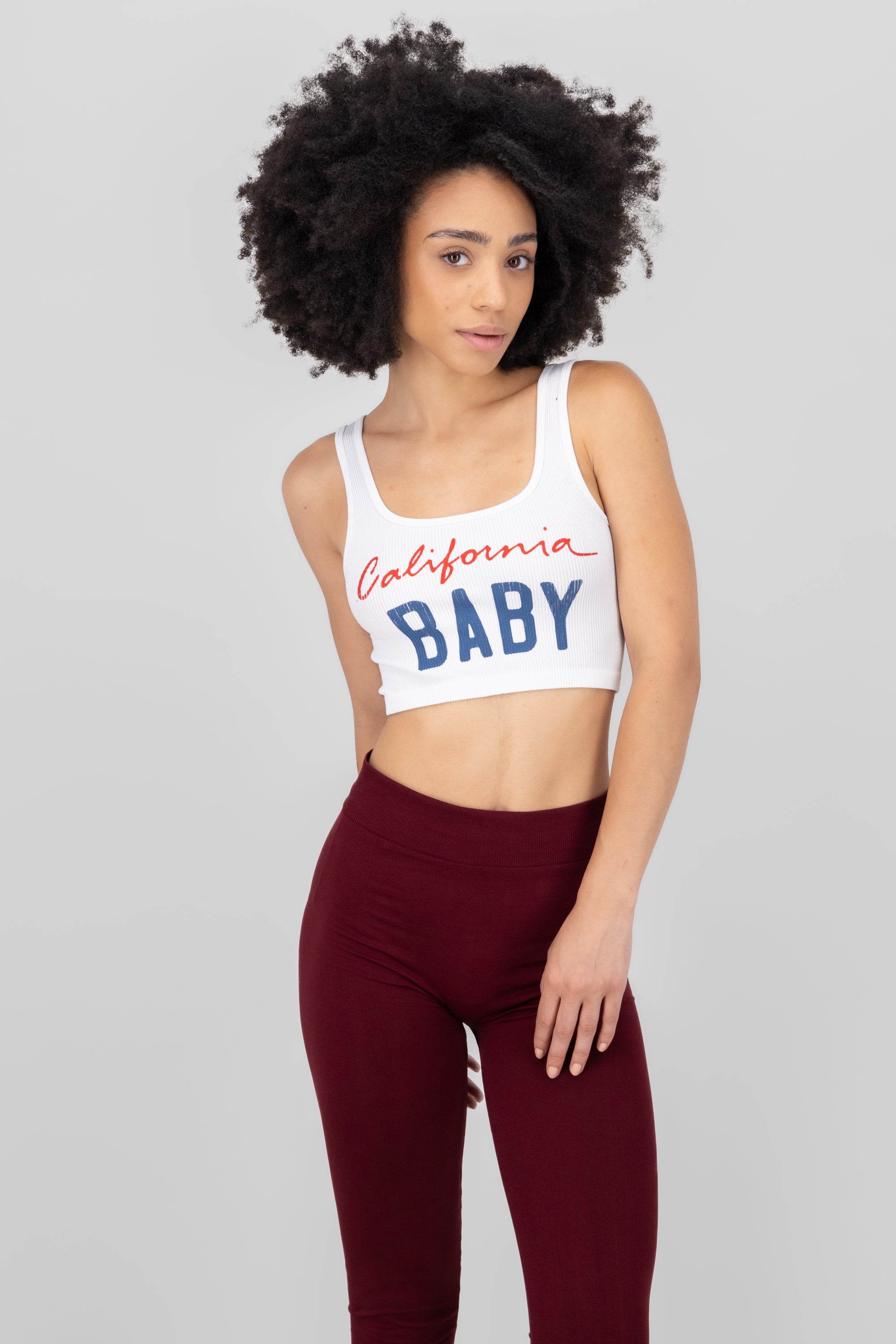 California Baby Graphic Crop Top WHITE COMBO