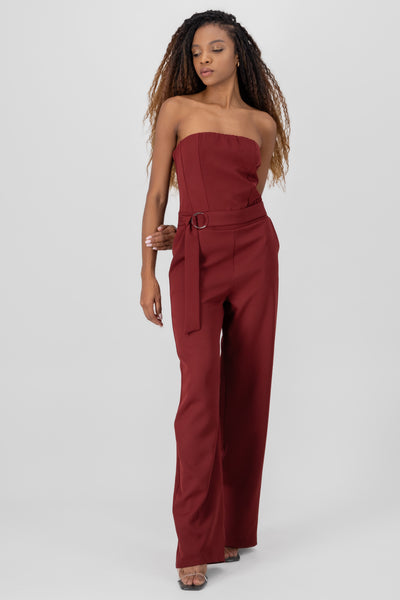 Strapless Belted Jumpsuit BLACK