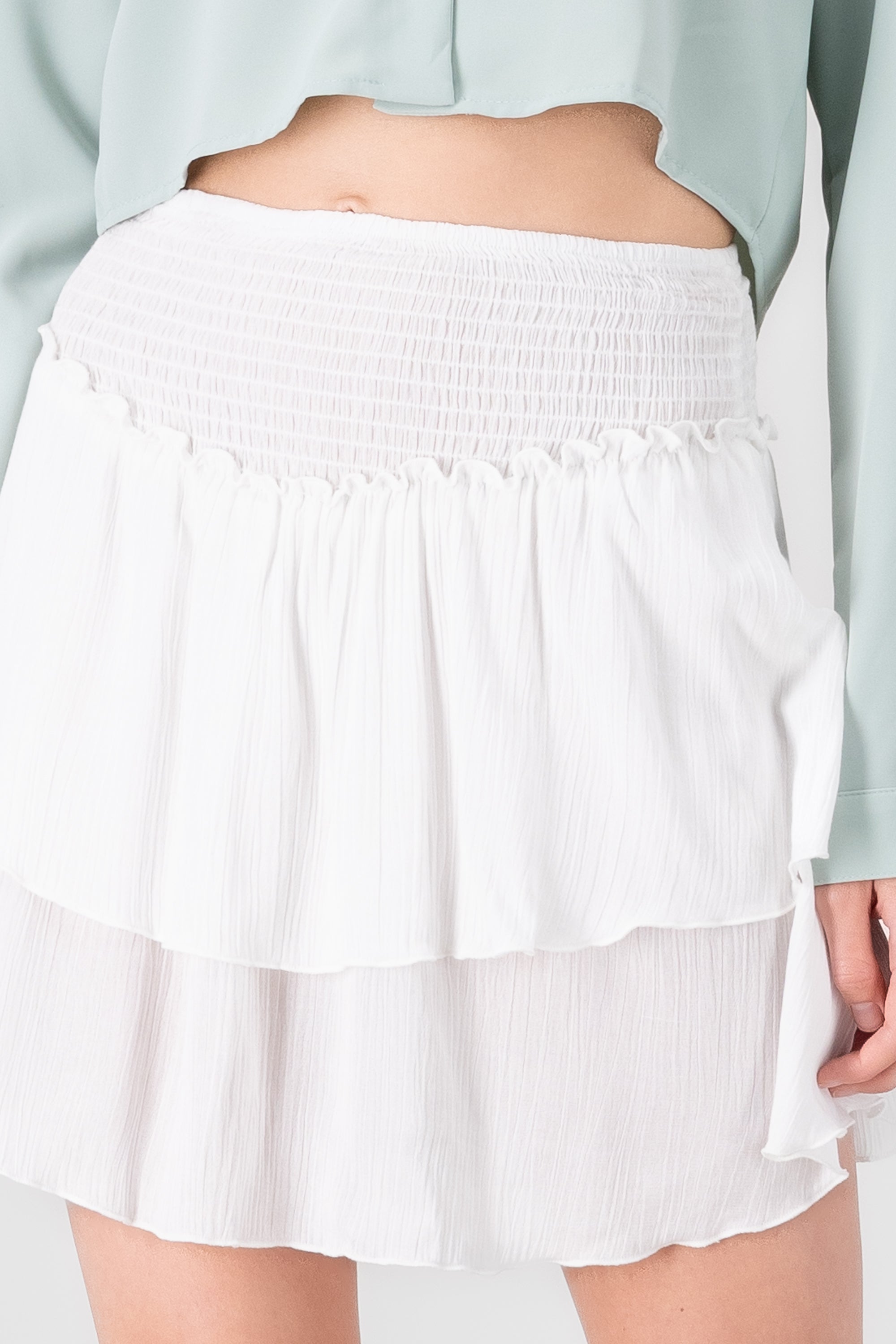 Ruffle Mini Skirt WHITE