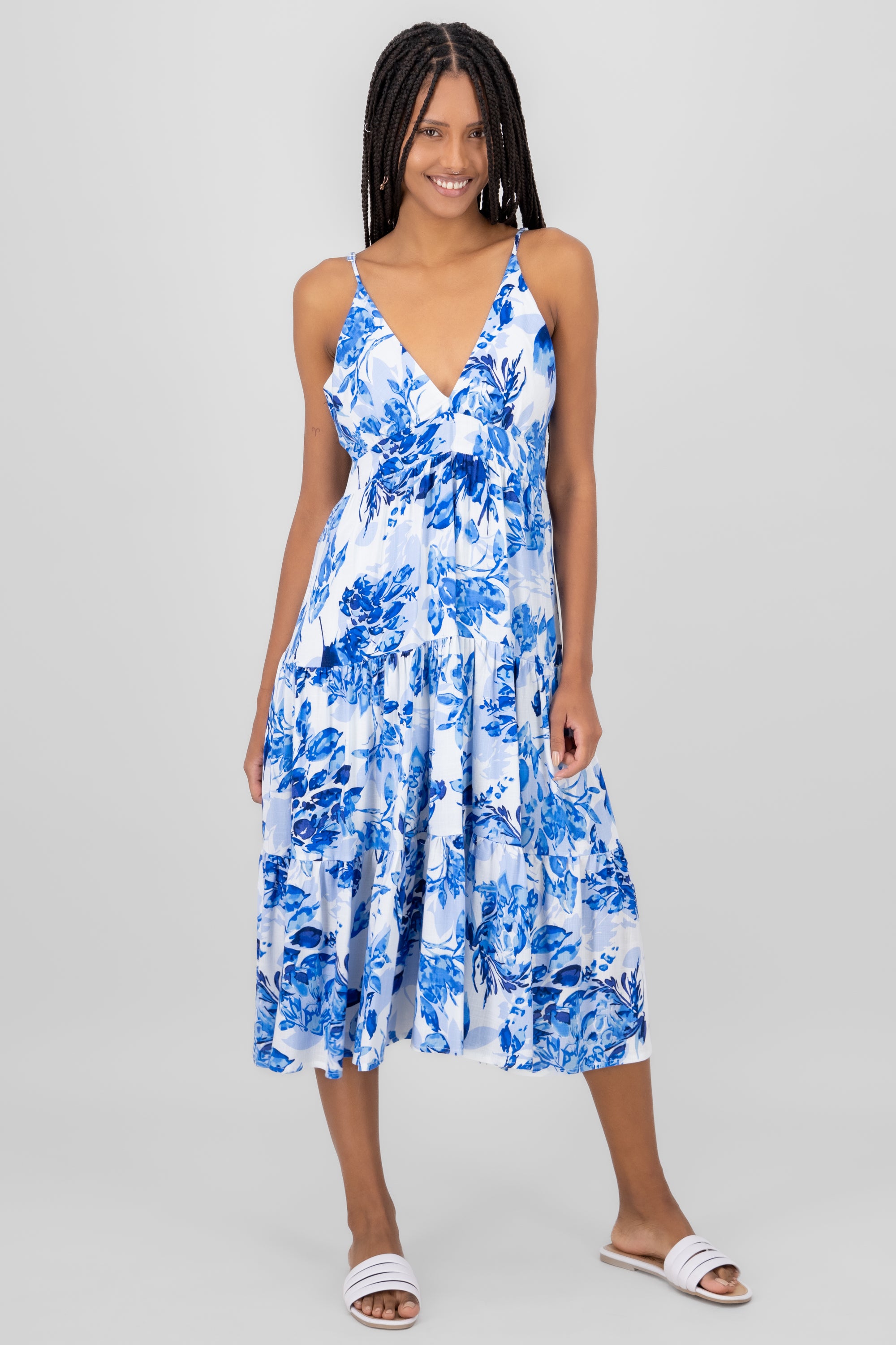 Floral Midi Dress BLUE COMBO