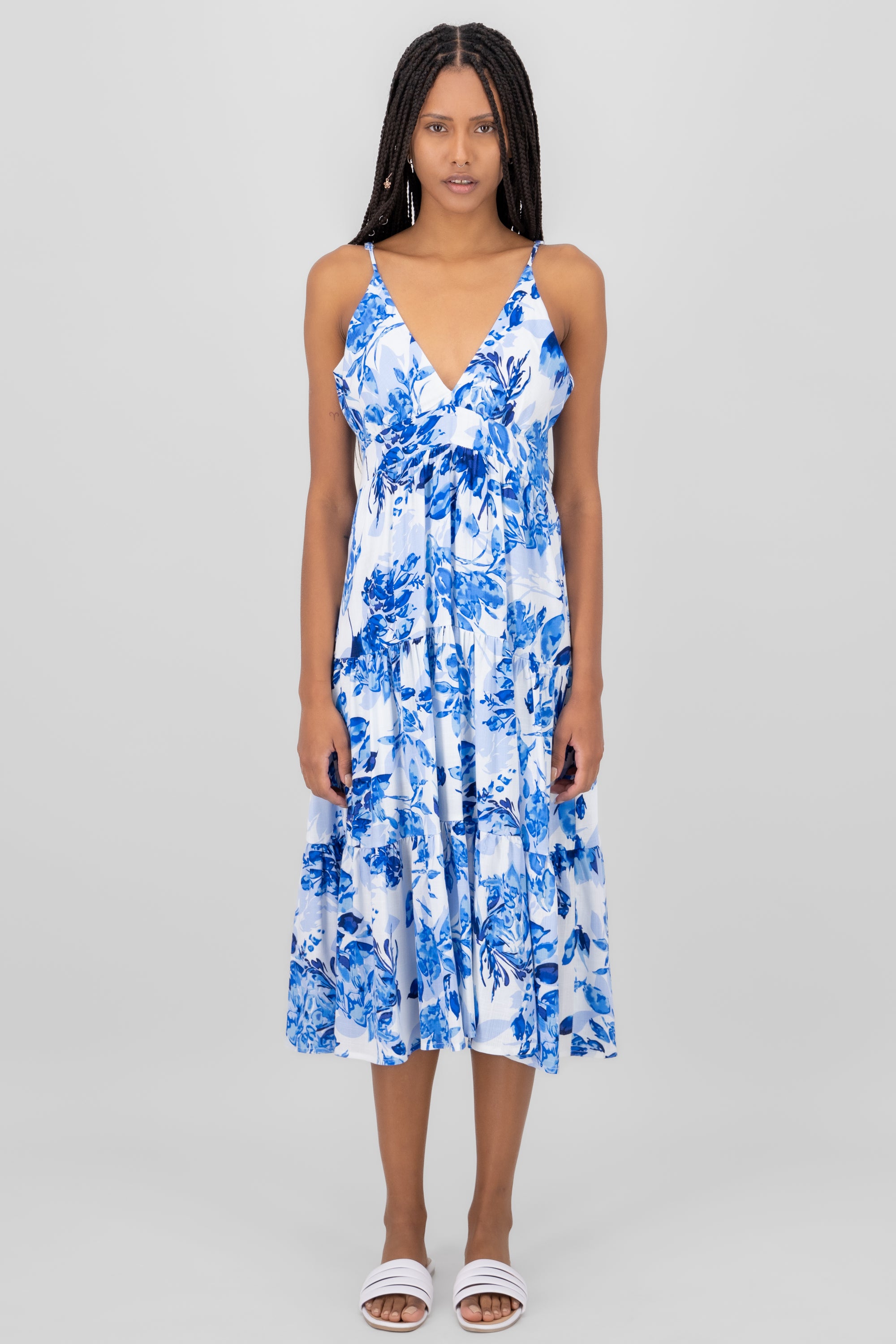 Floral Midi Dress BLUE COMBO