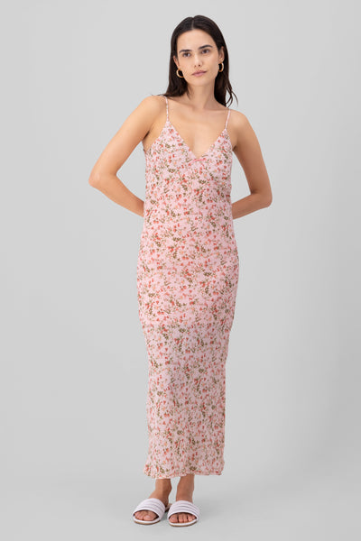 Floral Print Maxi Dress PINK COMBO