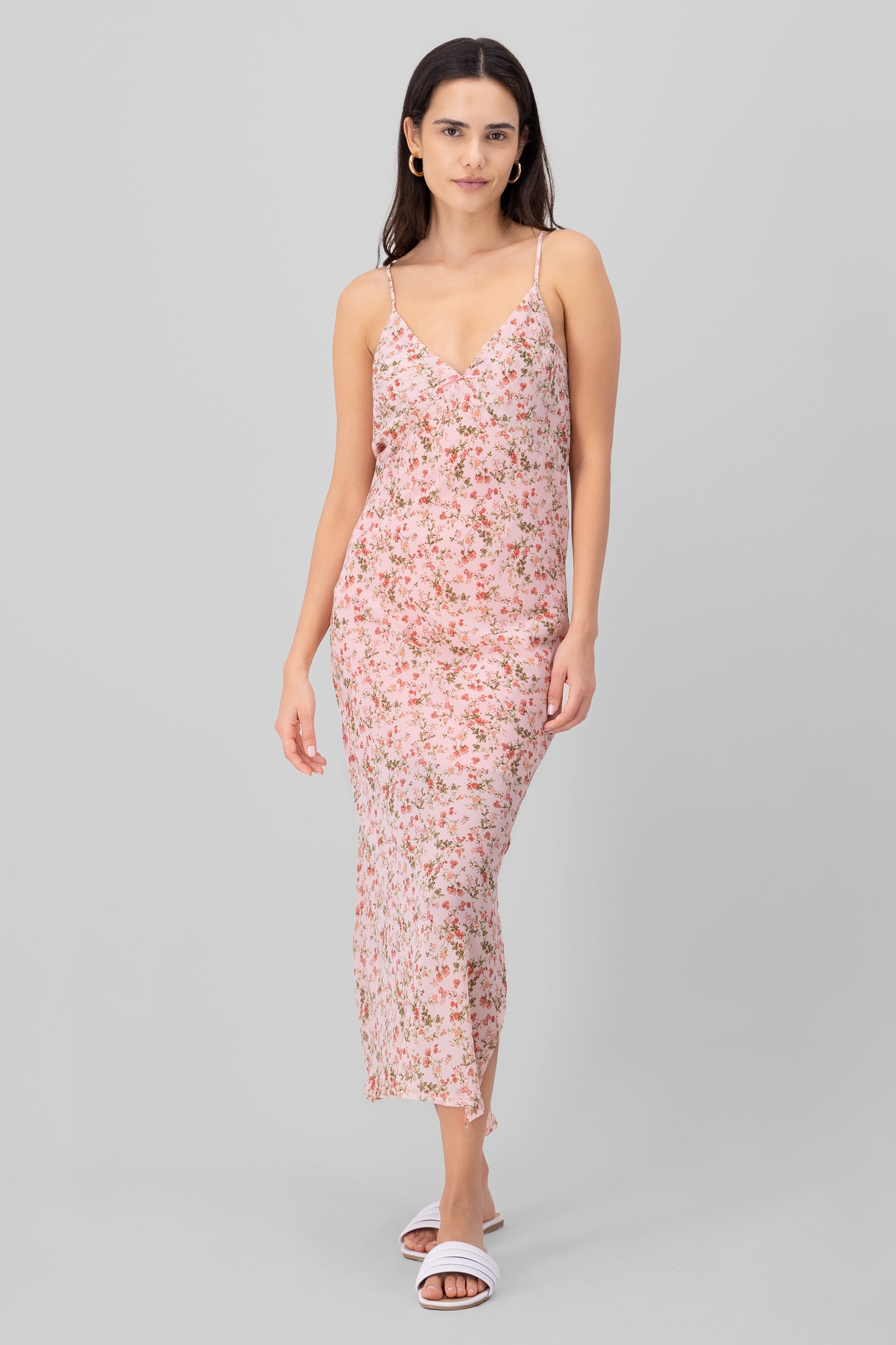 Floral Print Maxi Dress PINK COMBO