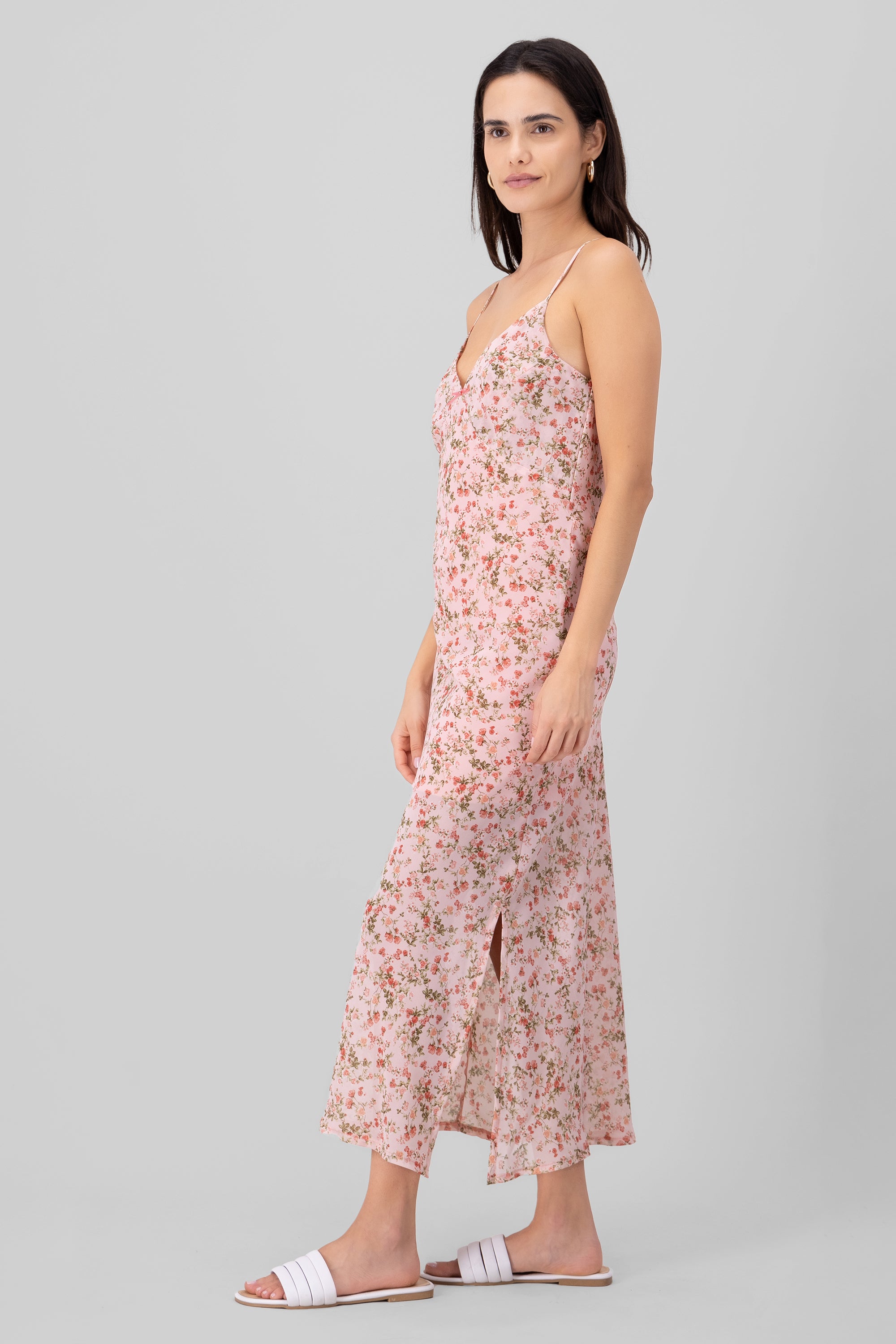 Floral Print Maxi Dress PINK COMBO