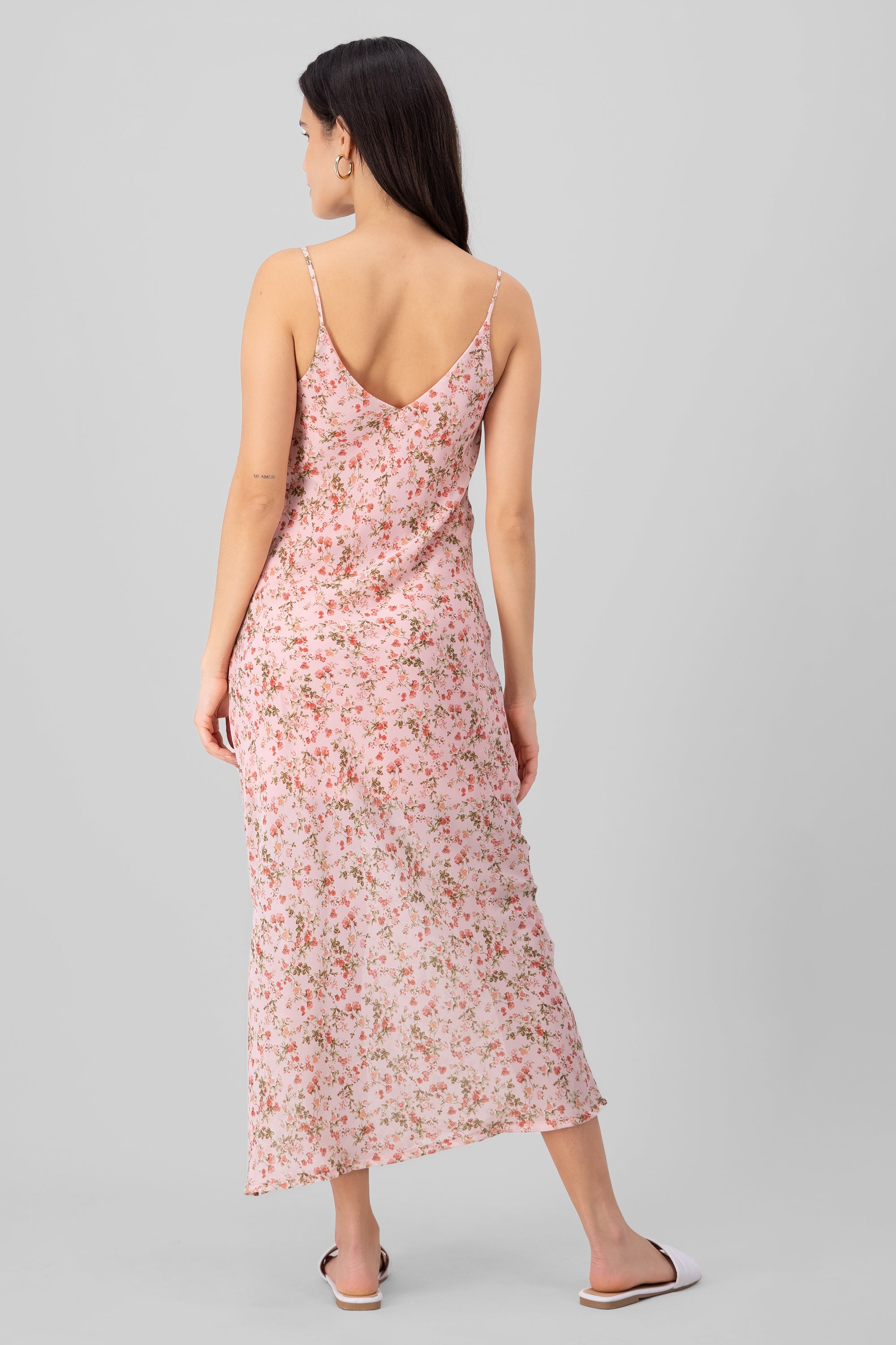 Floral Print Maxi Dress PINK COMBO