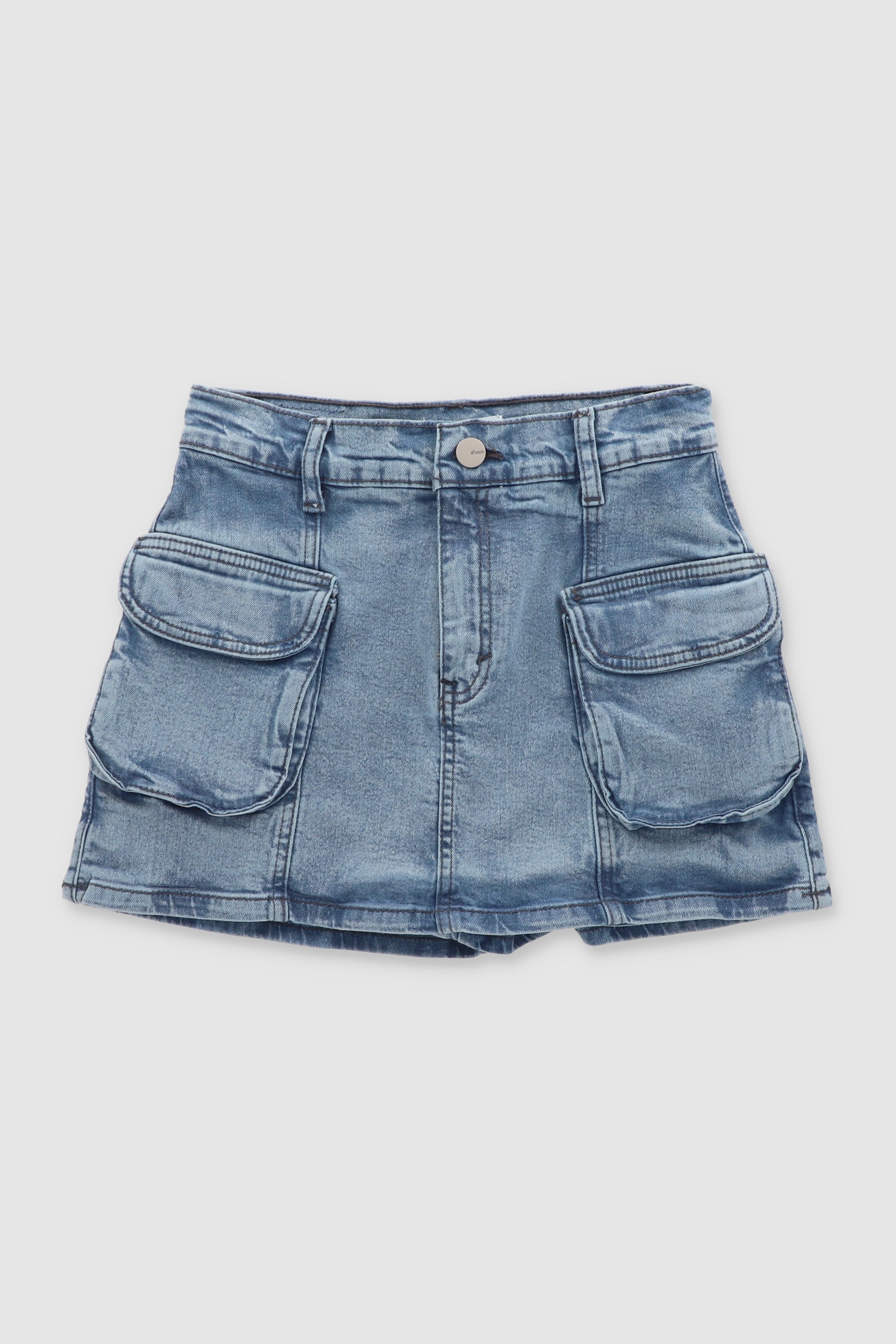 Cargo Pockets Mini Skort LIGHT ACID WASH