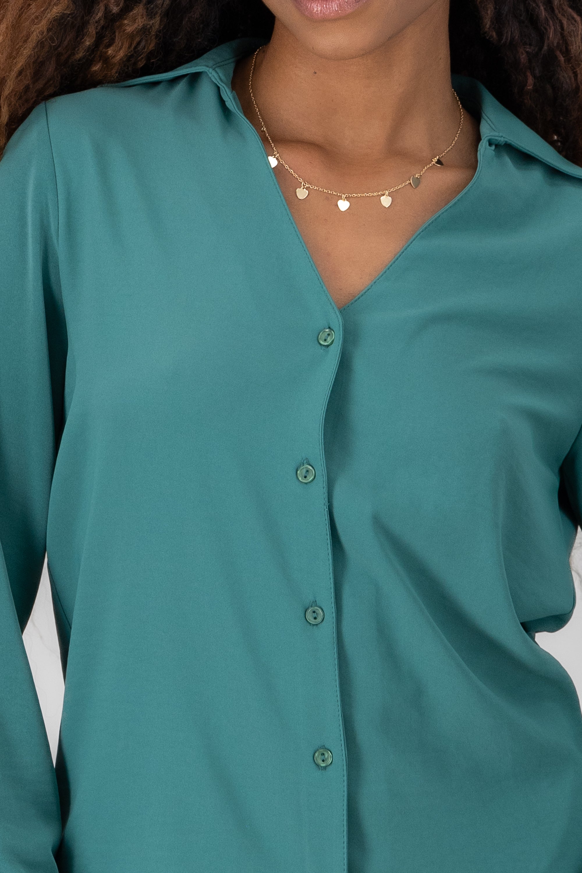 Solid Long Sleeve Blouse FOREST GREEN