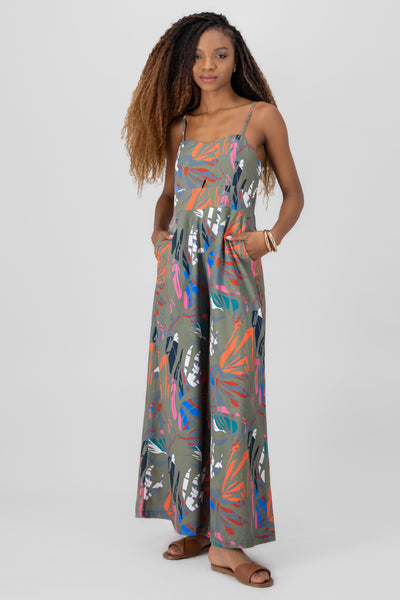 Tropical Print Jumpsuit BLACK